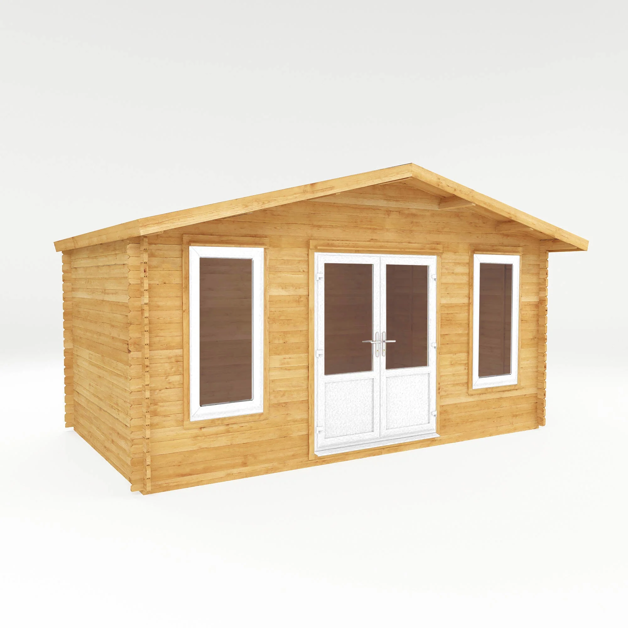 Mercia Retreat 11' 3" x 16' 10" Apex Log Cabin - Premium 44mm Cladding Loglap - White UPVC - Image 9