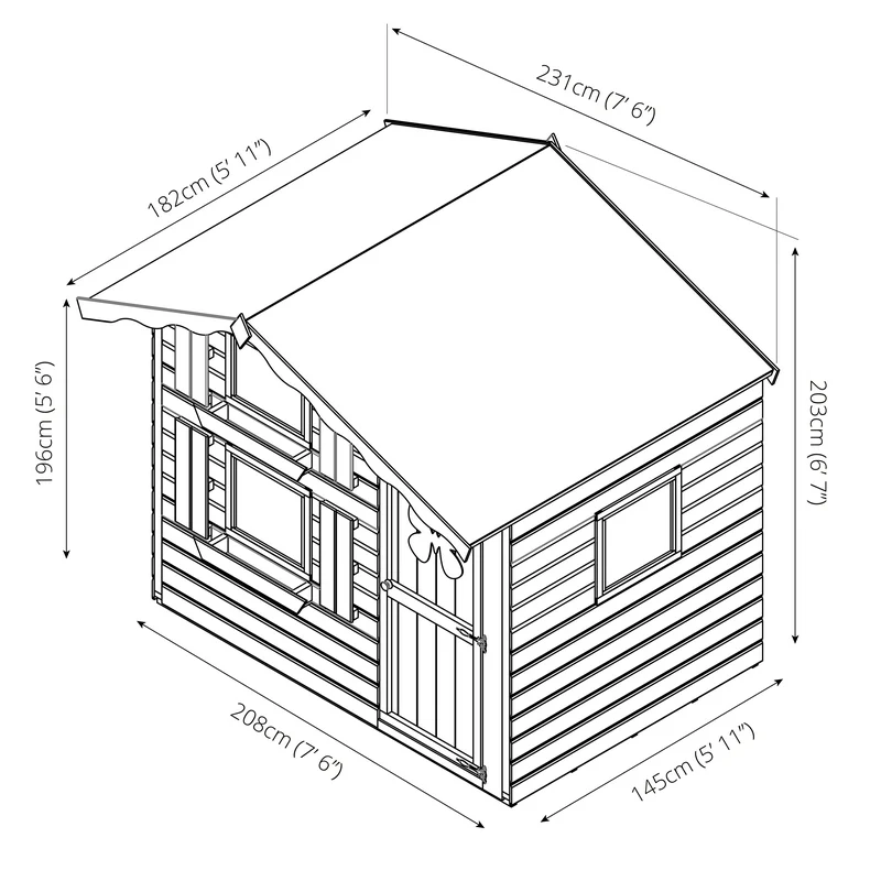 Mercia Snowdrop 7' 6" x 5' 11" Apex Children's Playhouse - Premium Dip Treated Shiplap - Image 9