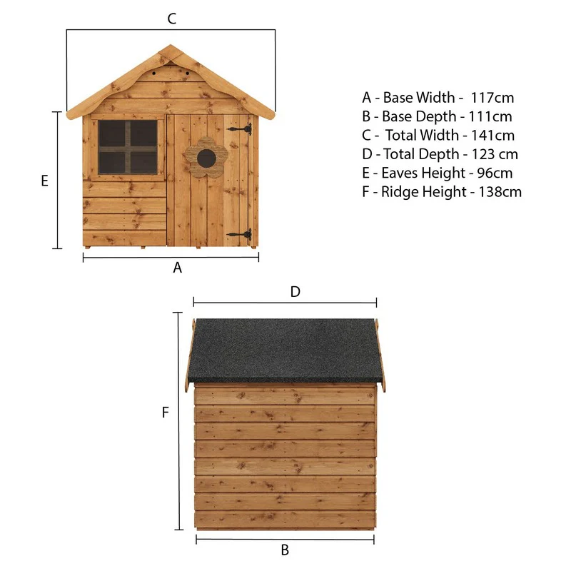 Mercia Snug 4' 7" x 4' Apex Children's Playhouse - Premium Dip Treated Shiplap - Image 9