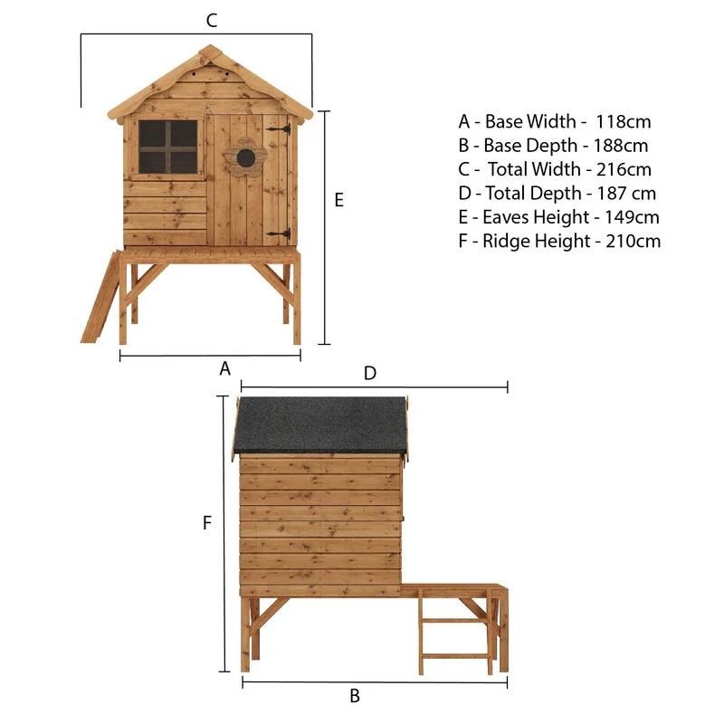 Mercia Snug 7' 1" x 6' 1" Apex Children's Playhouse - Premium Dip Treated Shiplap - Image 9