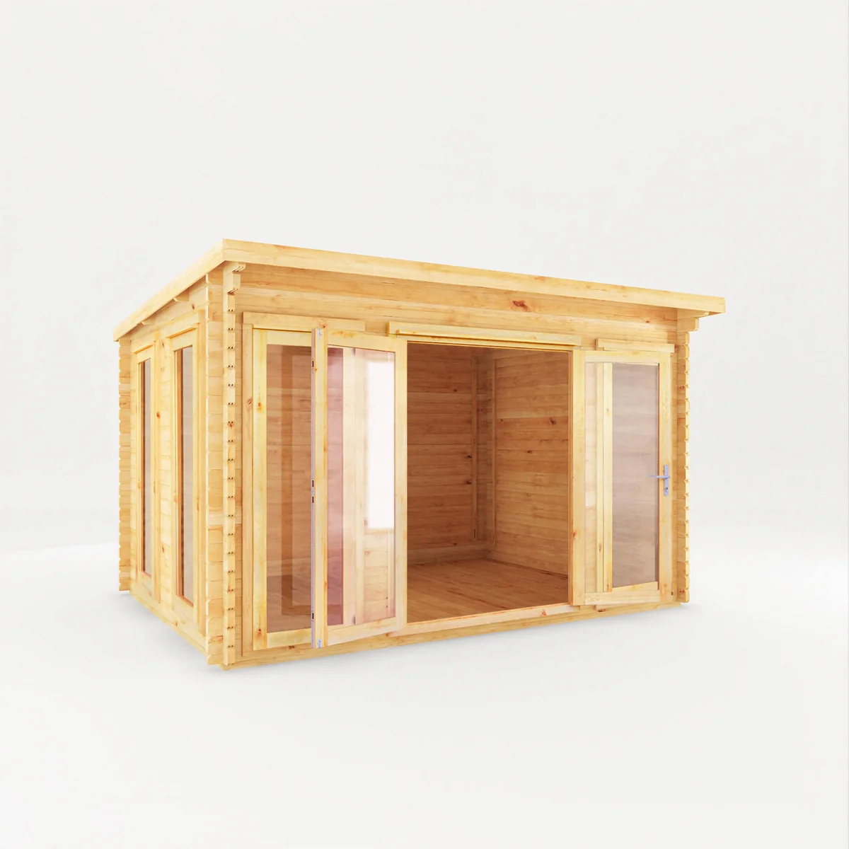 Mercia Studio 10' 11" x 13' 2" Pent Log Cabin - Premium 28mm Cladding Loglap - Image 6