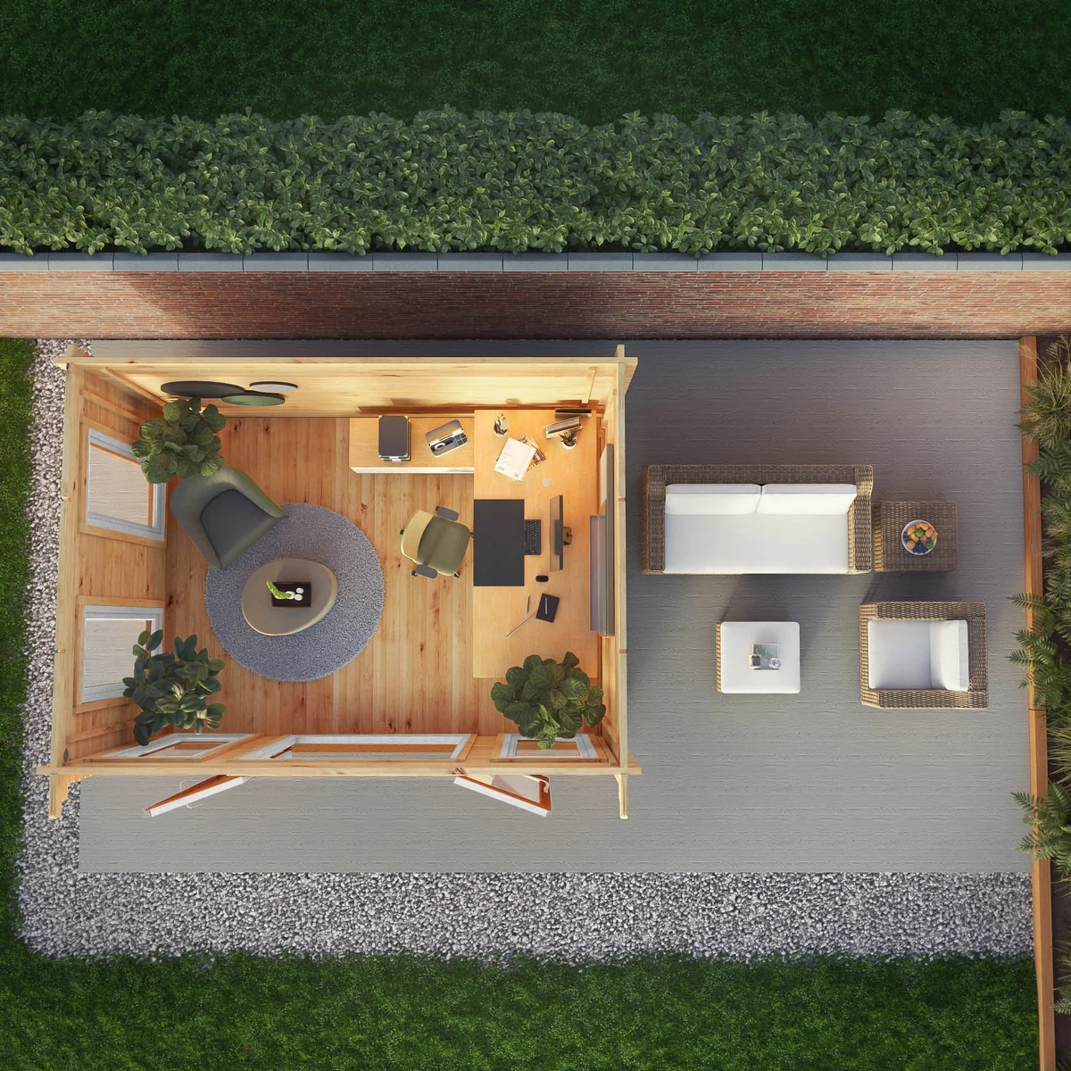 Mercia Studio 10' 11" x 13' 2" Pent Log Cabin - Premium 44mm Cladding Loglap - Brown UPVC - Image 3