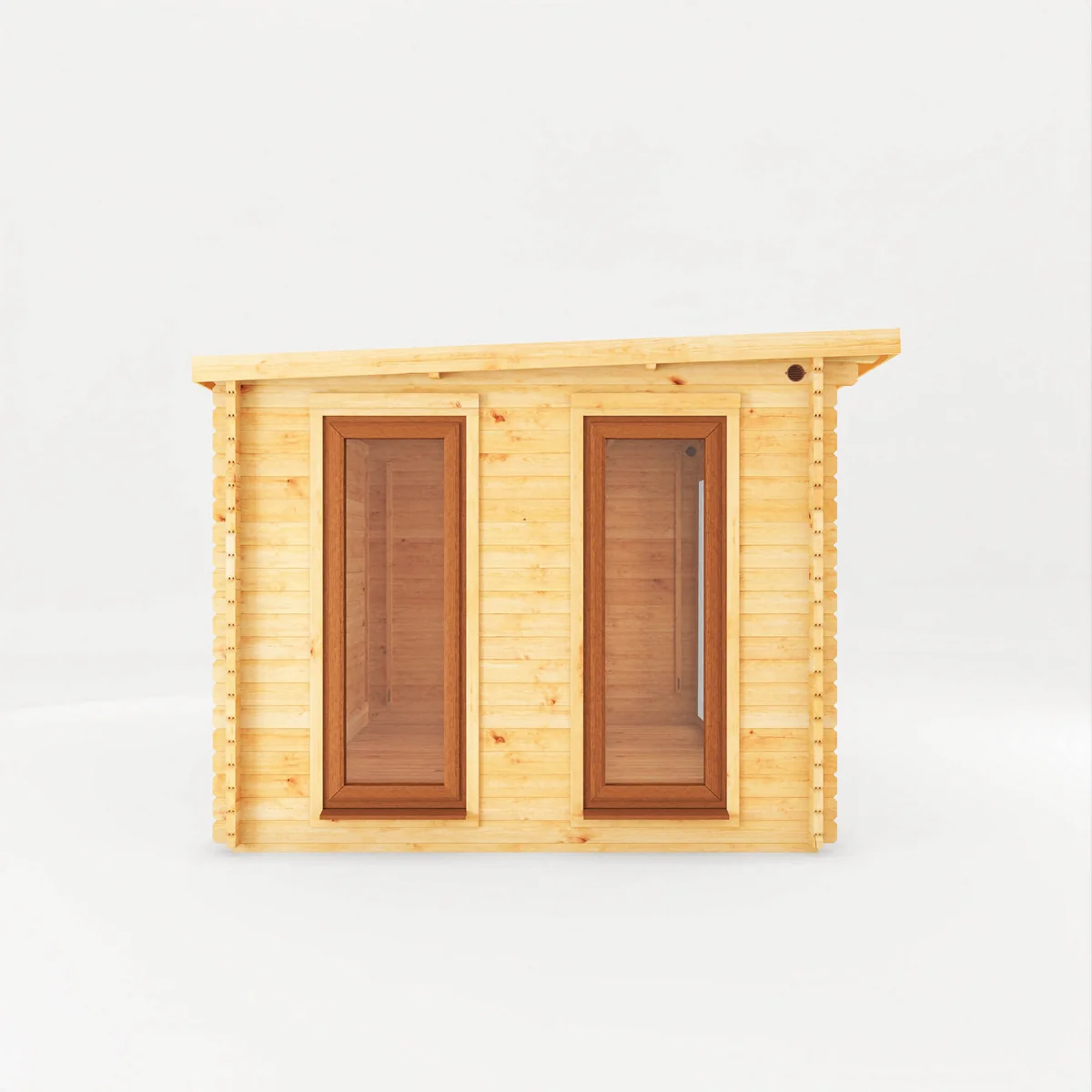 Mercia Studio 10' 11" x 13' 2" Pent Log Cabin - Premium 44mm Cladding Loglap - Brown UPVC - Image 4