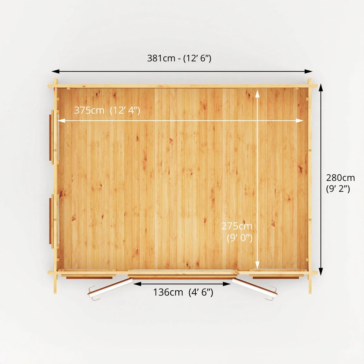 Mercia Studio 10' 11" x 13' 2" Pent Log Cabin - Premium 44mm Cladding Loglap - Brown UPVC - Image 9