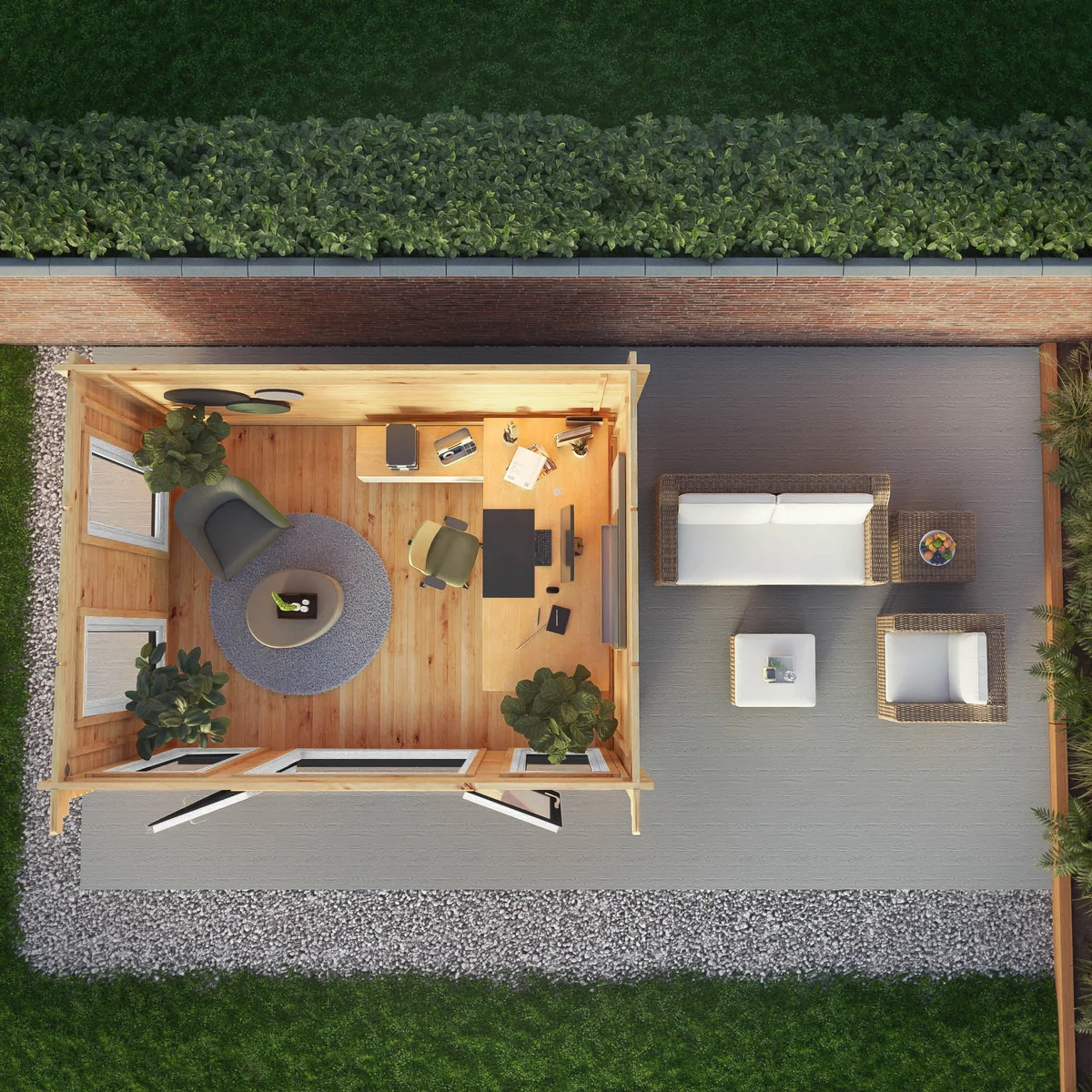 Mercia Studio 10' 11" x 13' 2" Pent Log Cabin - Premium 44mm Cladding Loglap - Grey UPVC - Image 3