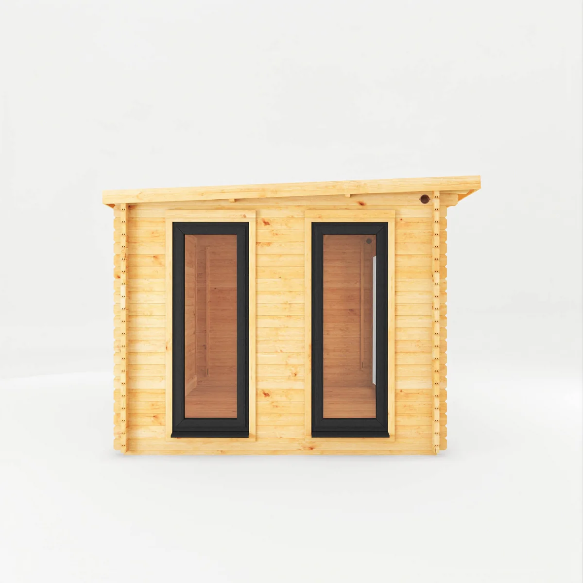 Mercia Studio 10' 11" x 13' 2" Pent Log Cabin - Premium 44mm Cladding Loglap - Grey UPVC - Image 7