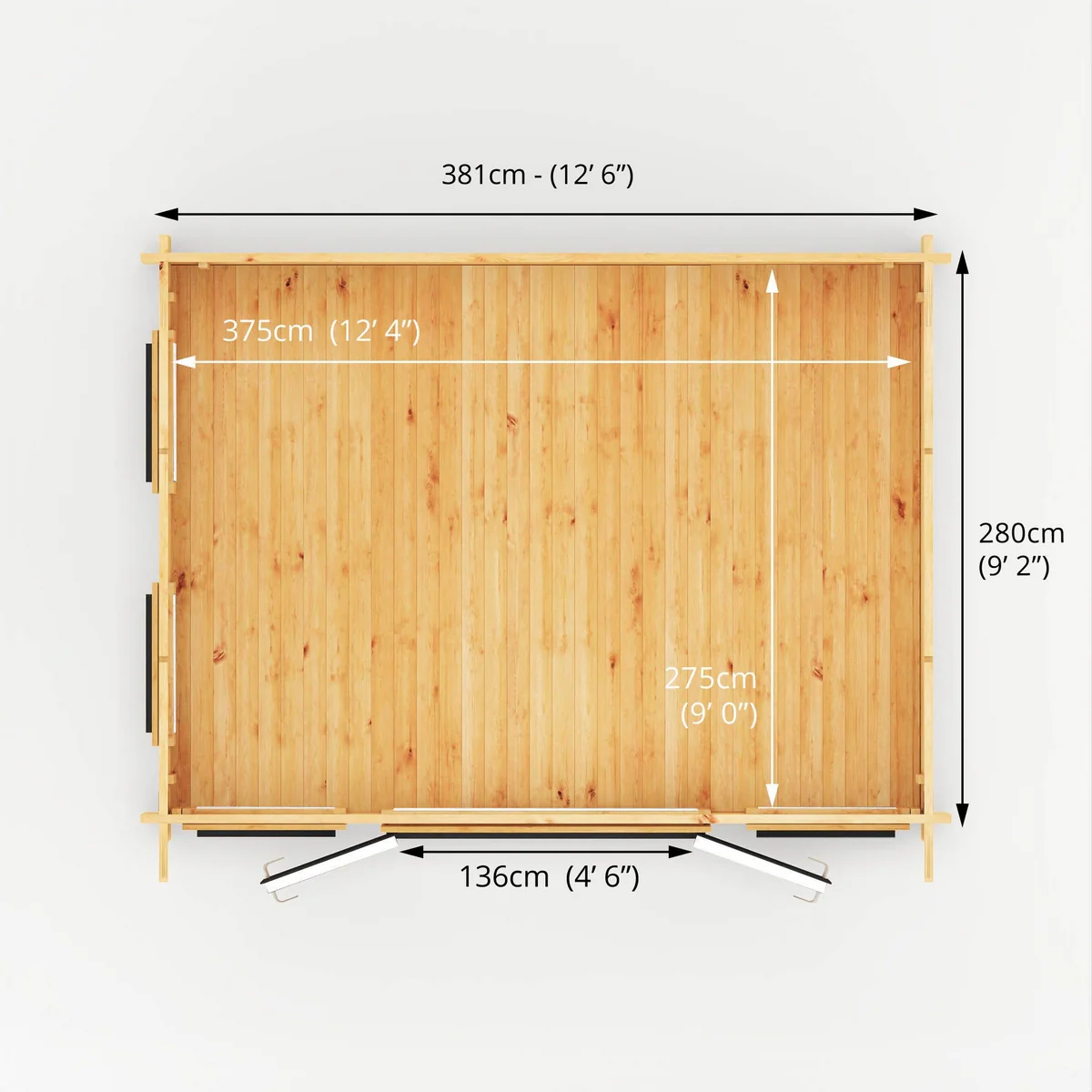 Mercia Studio 10' 11" x 13' 2" Pent Log Cabin - Premium 44mm Cladding Loglap - Grey UPVC - Image 9