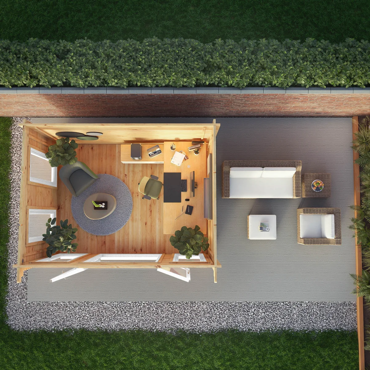 Mercia Studio 10' 11" x 13' 2" Pent Log Cabin - Premium 44mm Cladding Loglap - White UPVC - Image 2