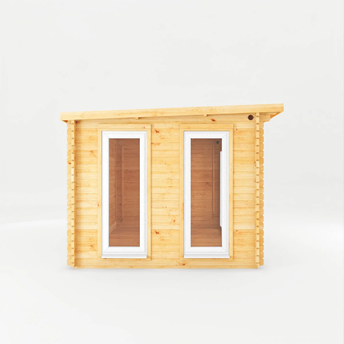 Mercia Studio 10' 11" x 13' 2" Pent Log Cabin - Premium 44mm Cladding Loglap - White UPVC - Image 4