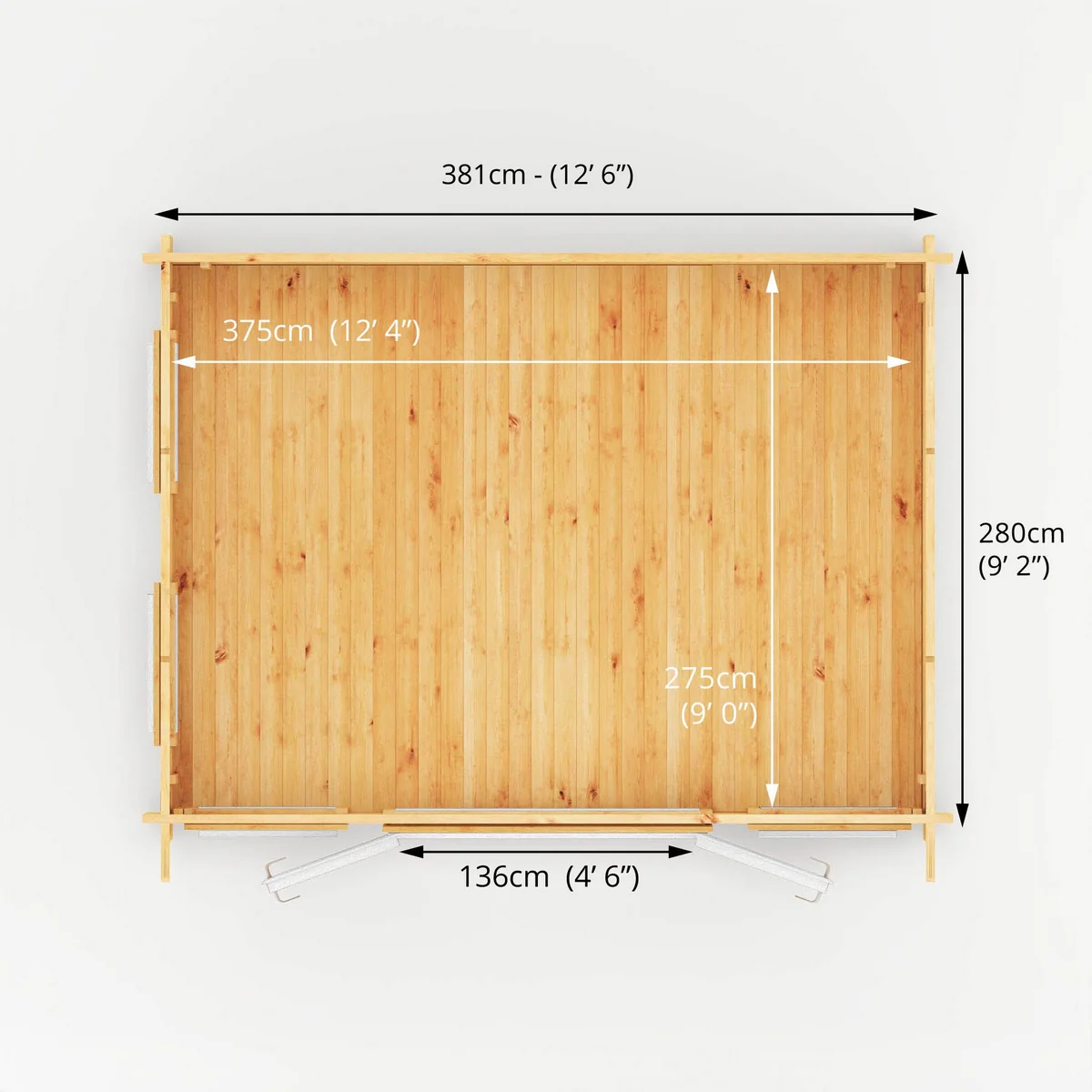 Mercia Studio 10' 11" x 13' 2" Pent Log Cabin - Premium 44mm Cladding Loglap - White UPVC - Image 9