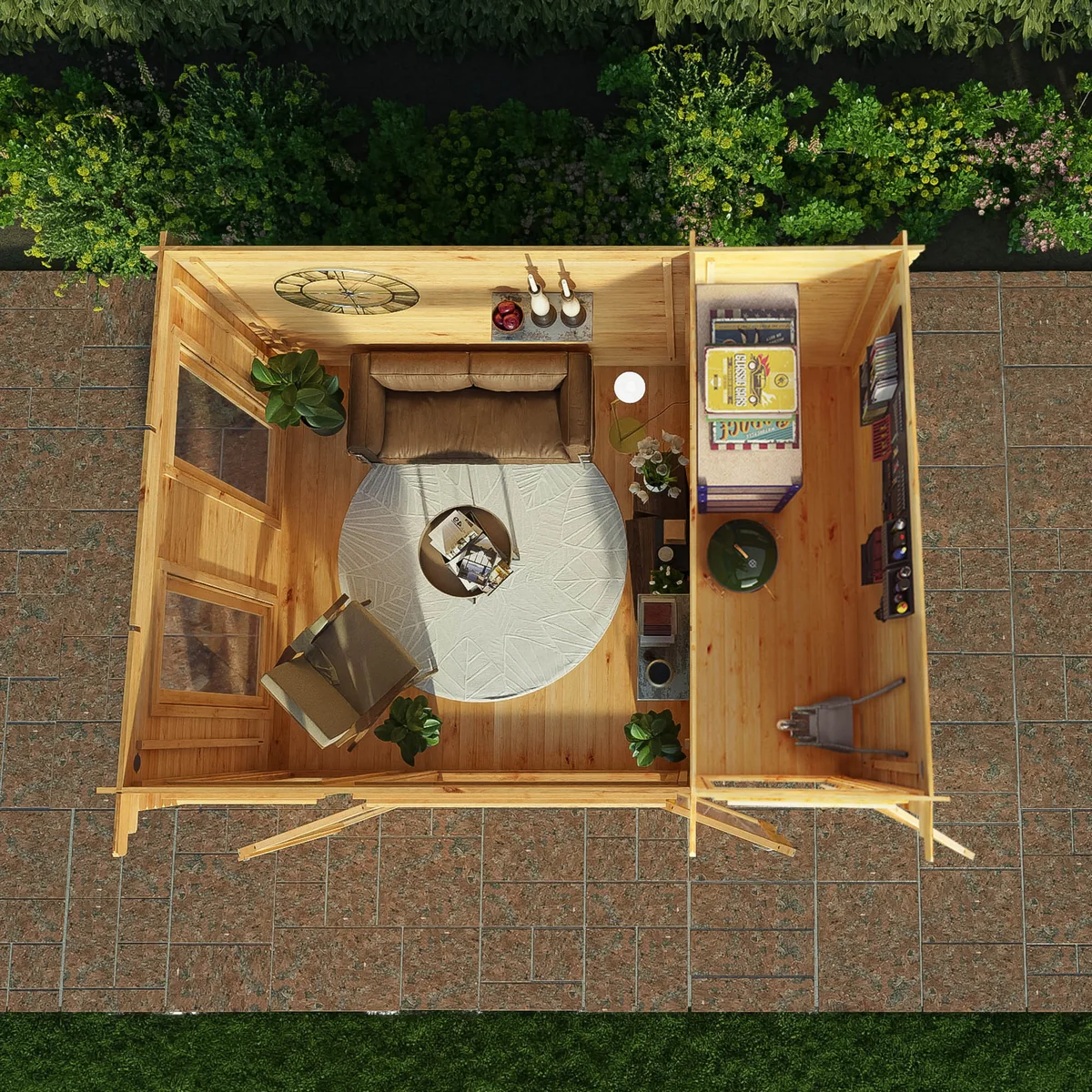 Mercia Studio 10' 11" x 13' 6" Pent Cabin with Shed - Premium 28mm Cladding Loglap - Image 2