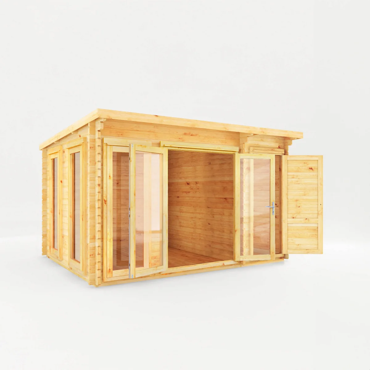 Mercia Studio 10' 11" x 13' 6" Pent Cabin with Shed - Premium 34mm Cladding Loglap - Image 8