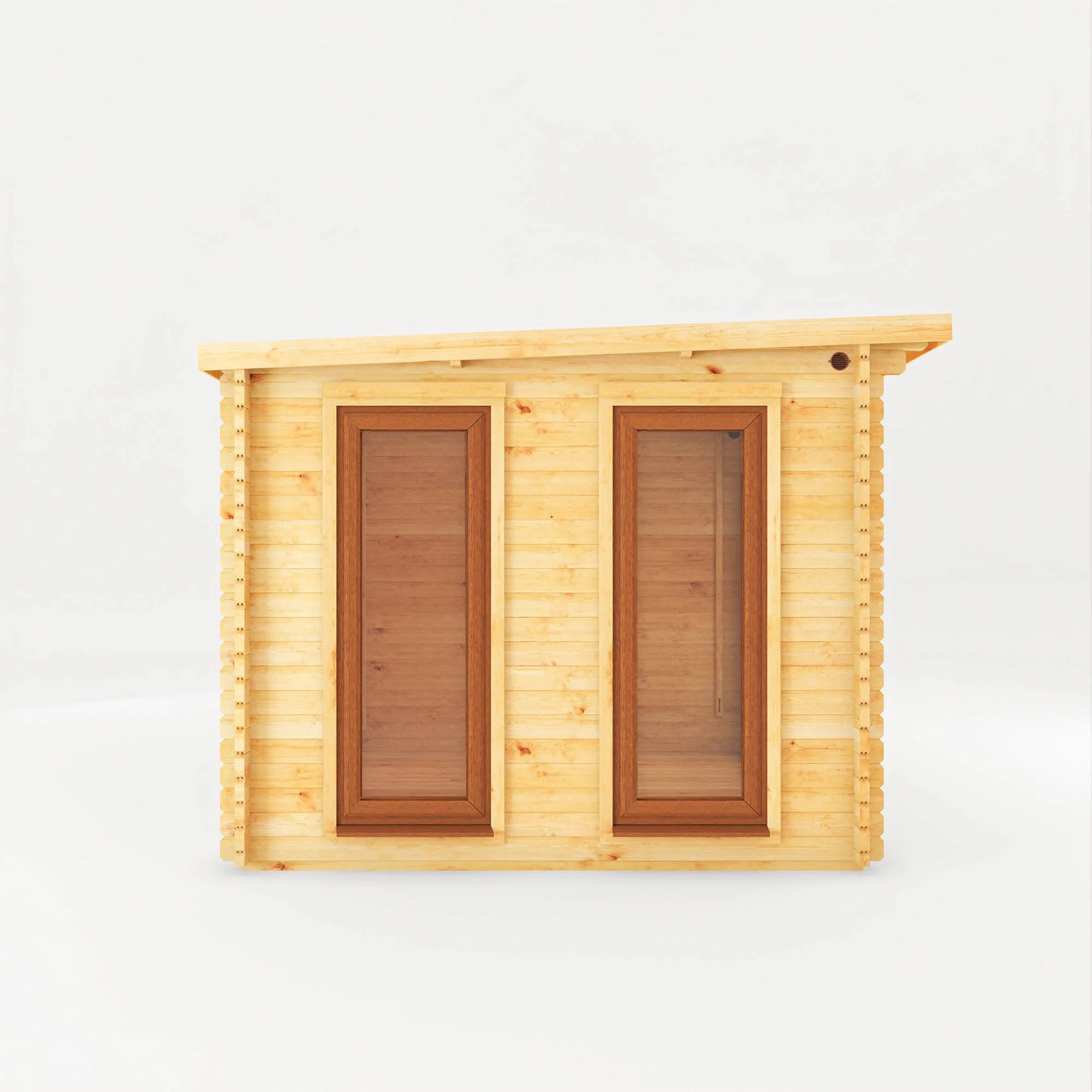Mercia Studio 10' 11" x 13' 6" Pent Cabin with Shed - Premium 44mm Cladding Loglap - Brown UPVC - Image 10