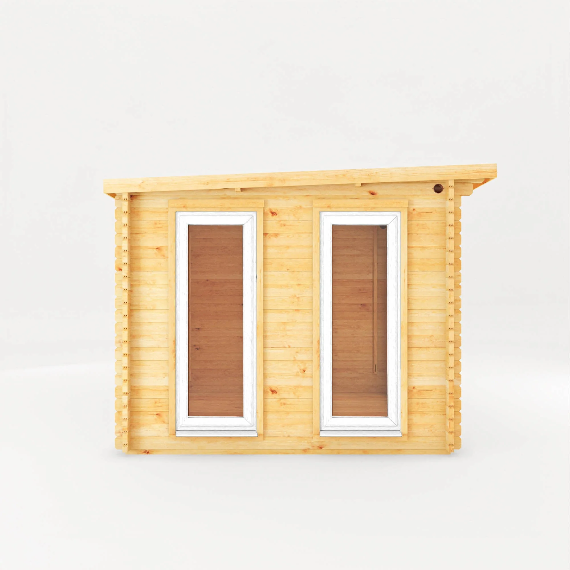 Mercia Studio 10' 11" x 13' 6" Pent Cabin with Shed - Premium 44mm Cladding Loglap - White UPVC - Image 10