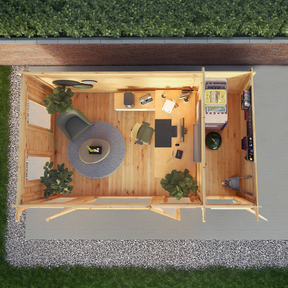 Mercia Studio 10' 11" x 16' 10" Pent Cabin with Shed - Premium 28mm Cladding Loglap - Image 2
