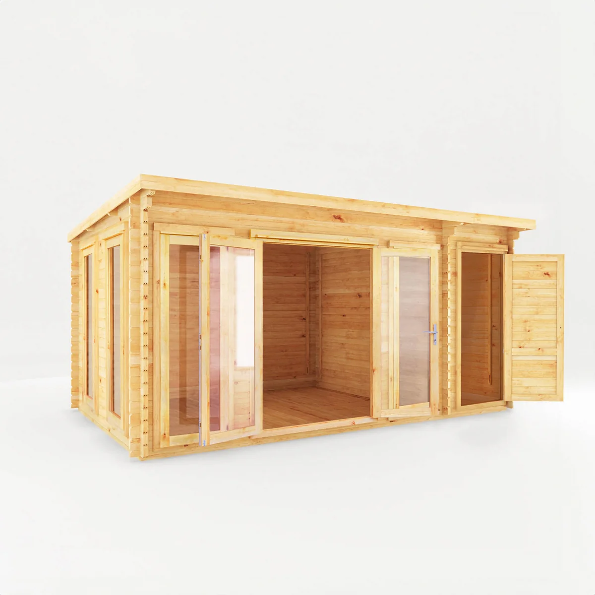 Mercia Studio 10' 11" x 16' 10" Pent Cabin with Shed - Premium 28mm Cladding Loglap - Image 7