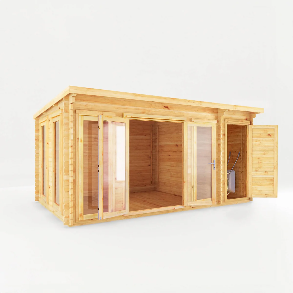 Mercia Studio 10' 11" x 16' 10" Pent Cabin with Shed - Premium 34mm Cladding Loglap - Image 7