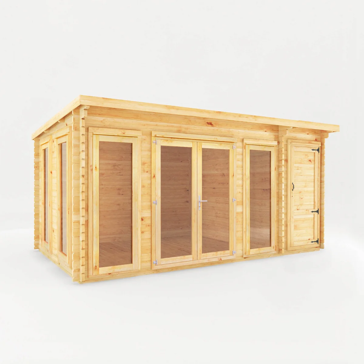 Mercia Studio 10' 11" x 16' 10" Pent Cabin with Shed - Premium 44mm Cladding Loglap - Image 6