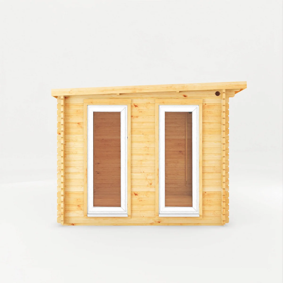 Mercia Studio 10' 11" x 16' 10" Pent Cabin with Shed - Premium 44mm Cladding Loglap - White UPVC - Image 8