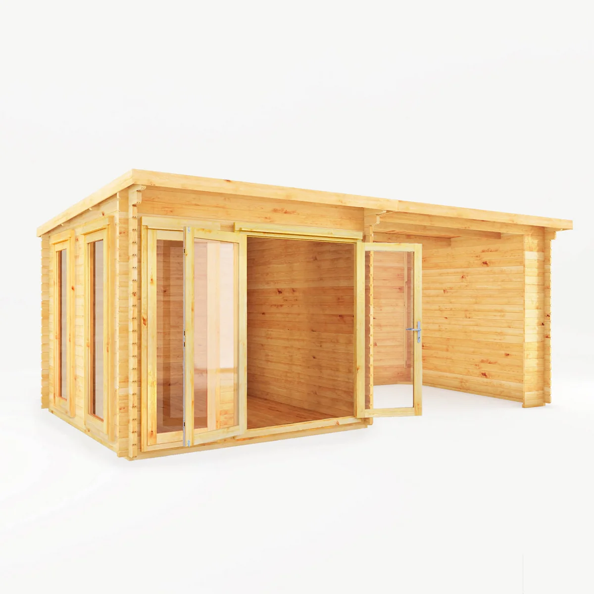 Mercia Studio 10' 11" x 19' 4" Pent Log Cabin - Premium 44mm Cladding Loglap - Image 7