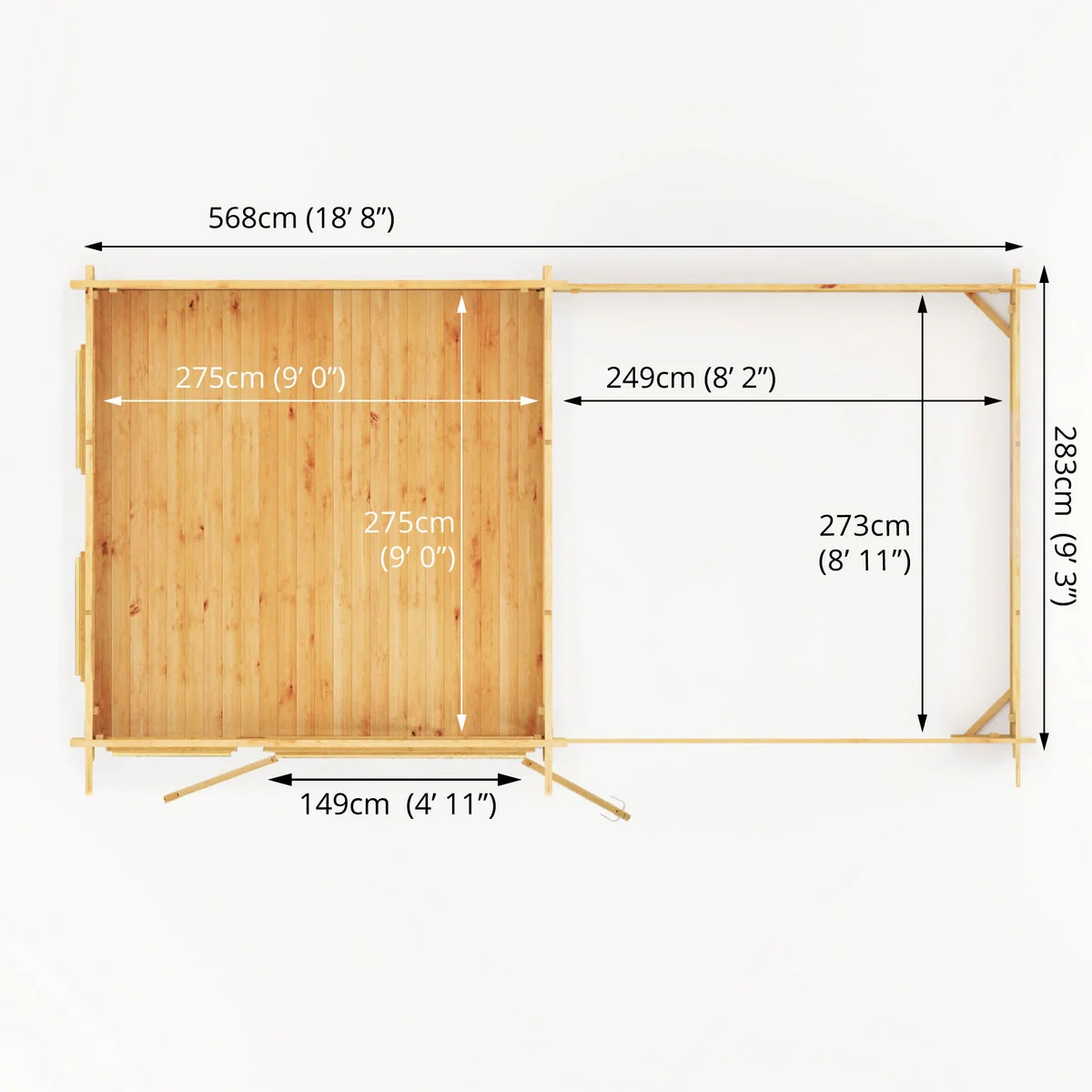 Mercia Studio 10' 11" x 19' 4" Pent Log Cabin - Premium 44mm Cladding Loglap - Image 9