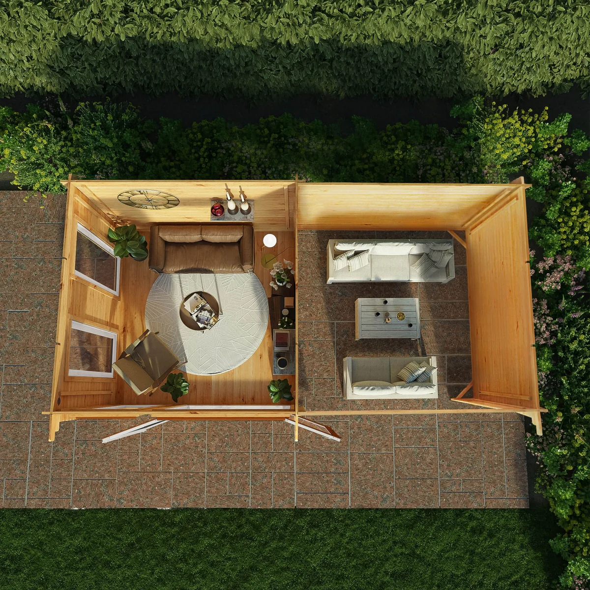 Mercia Studio 10' 11" x 19' 4" Pent Log Cabin - Premium 44mm Cladding Loglap - Brown UPVC - Image 6
