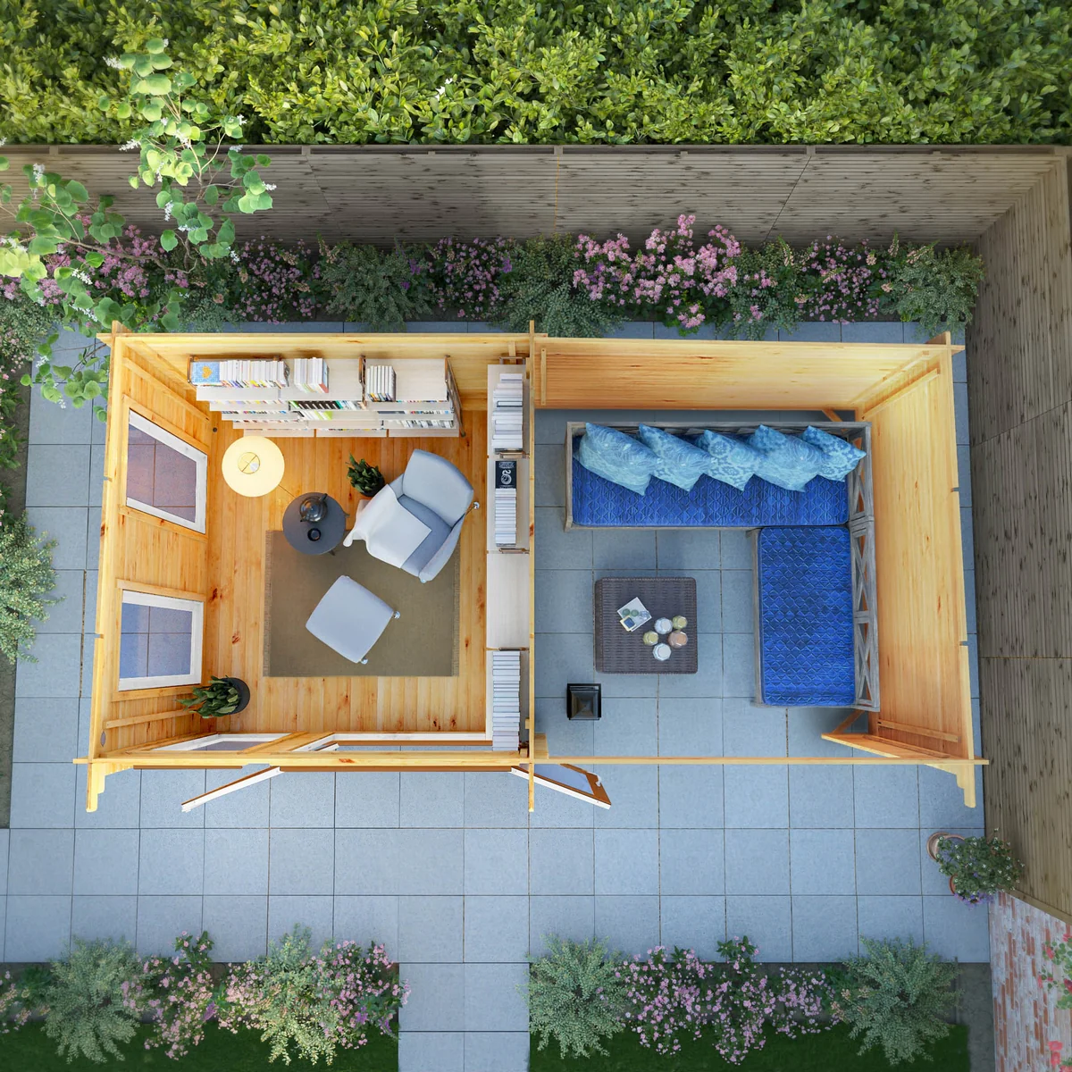 Mercia Studio 10' 11" x 19' 4" Pent Log Cabin - Premium 44mm Cladding Loglap - Brown UPVC - Image 9