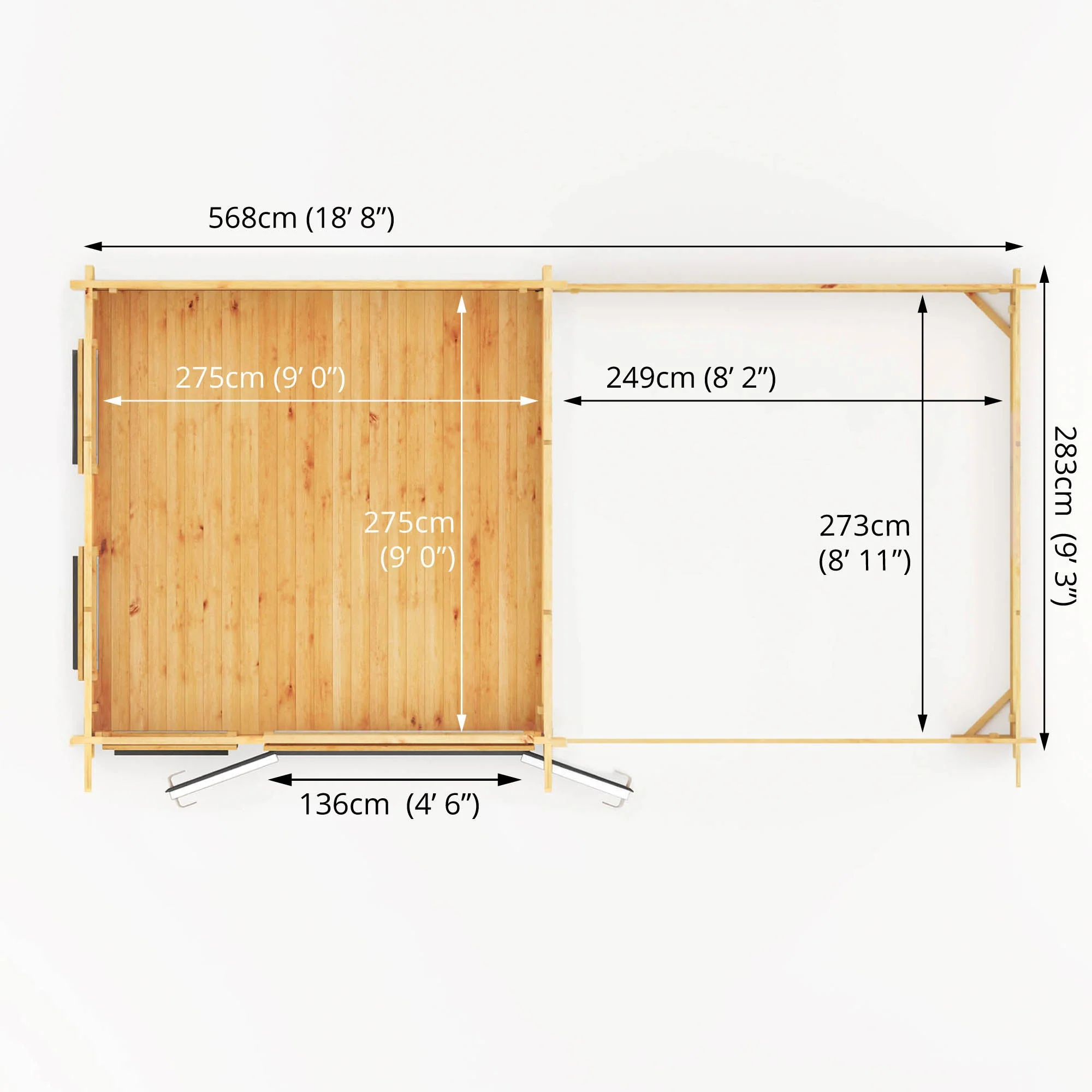Mercia Studio 10' 11" x 19' 4" Pent Log Cabin - Premium 44mm Cladding Loglap - Grey UPVC - Image 10
