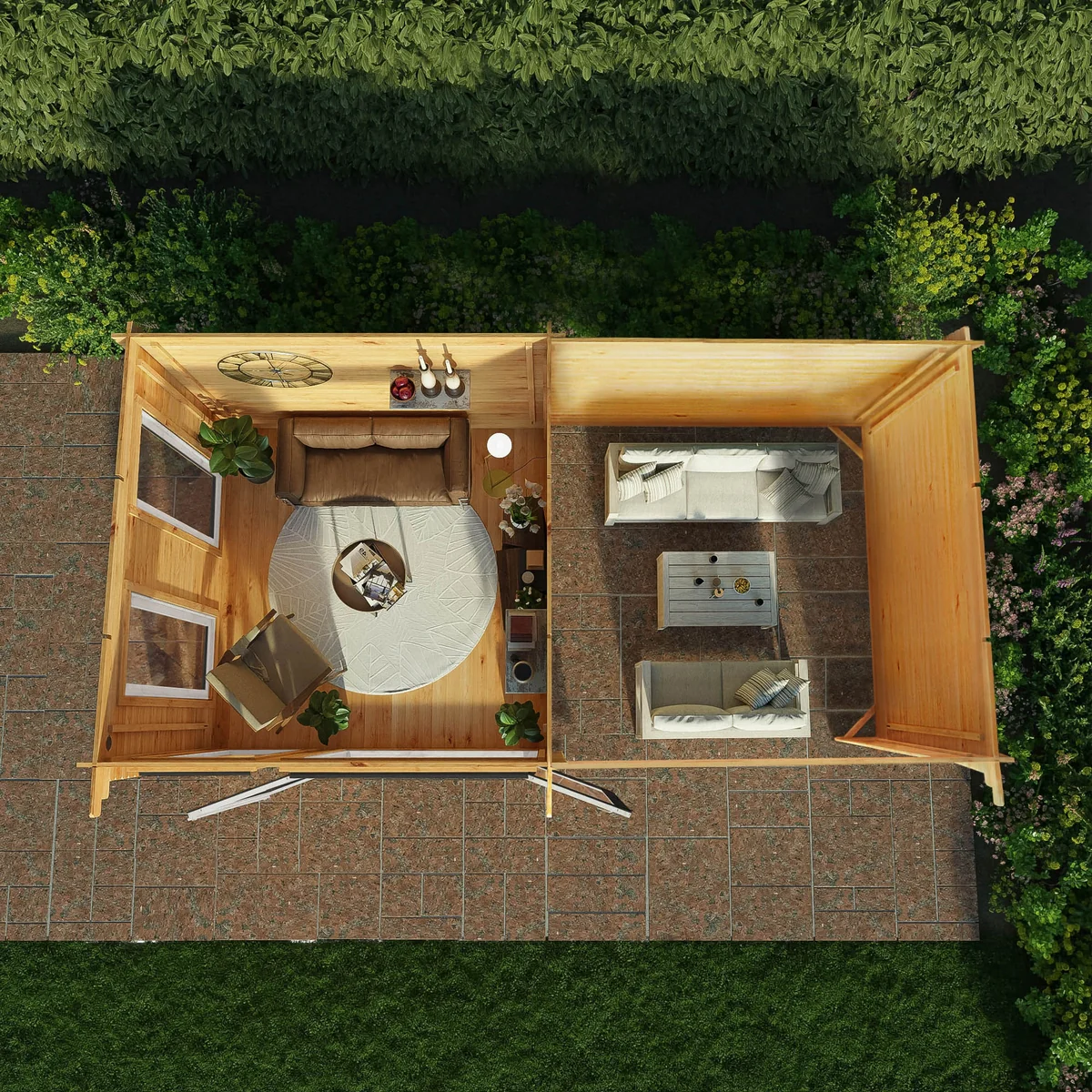 Mercia Studio 10' 11" x 19' 4" Pent Log Cabin - Premium 44mm Cladding Loglap - Grey UPVC - Image 6