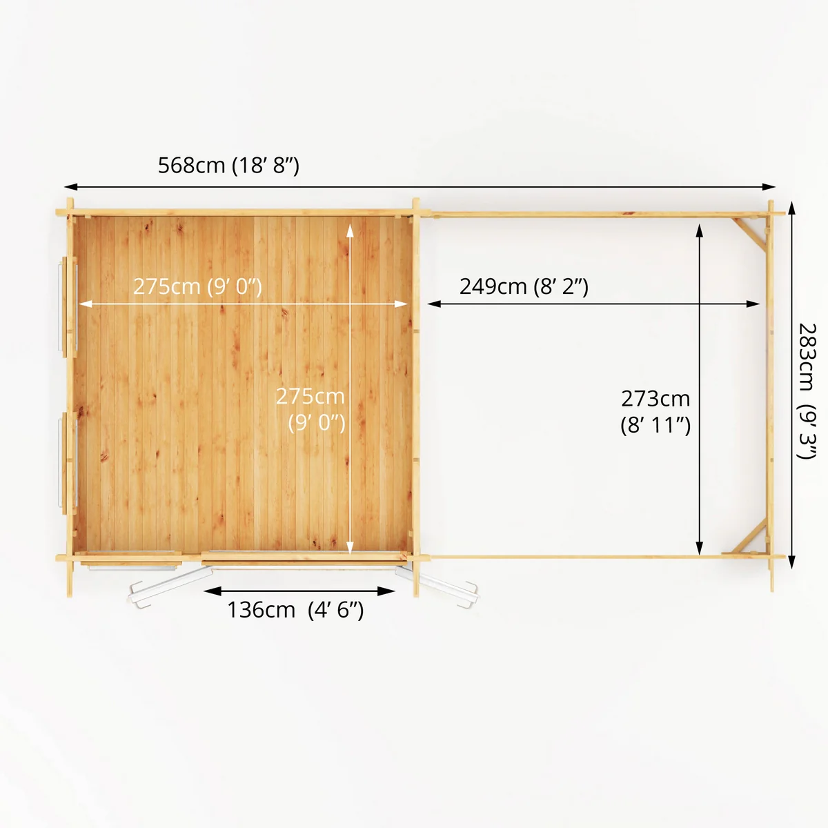Mercia Studio 10' 11" x 19' 4" Pent Log Cabin - Premium 44mm Cladding Loglap - White UPVC - Image 12
