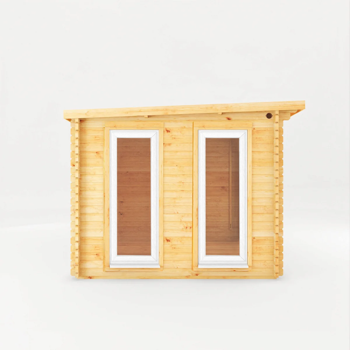 Mercia Studio 10' 11" x 19' 4" Pent Log Cabin - Premium 44mm Cladding Loglap - White UPVC - Image 8