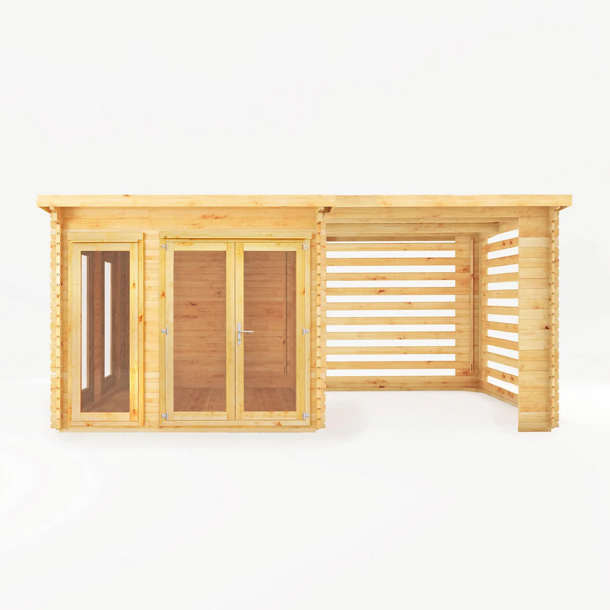 Mercia Studio 10' 11" x 19' 4" Pent Log Cabin Slatted - Premium 28mm Cladding Loglap - Image 5