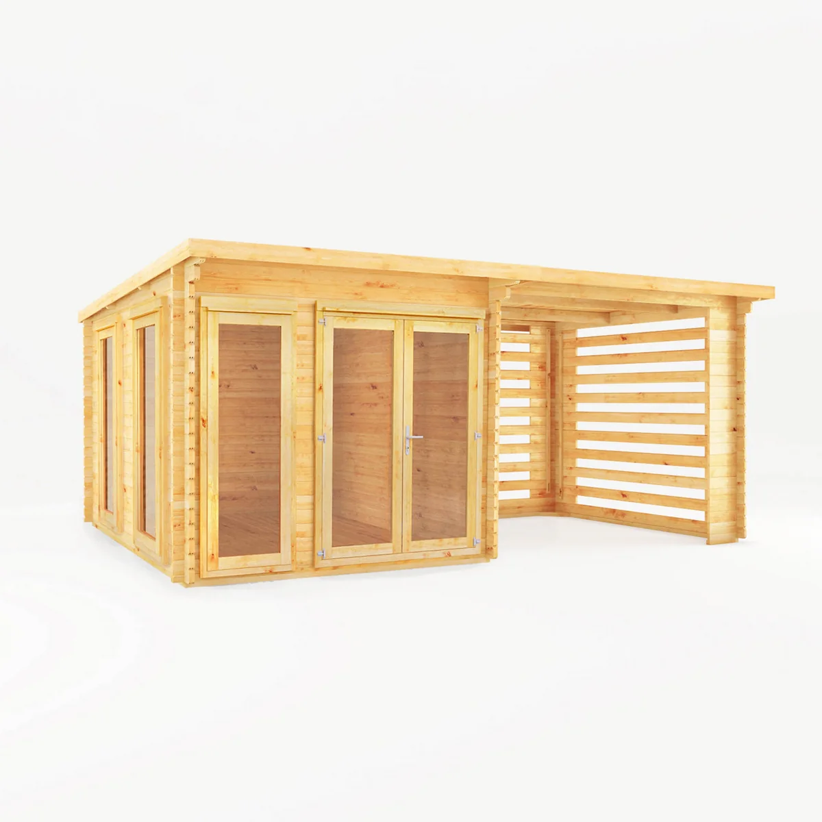 Mercia Studio 10' 11" x 19' 4" Pent Log Cabin Slatted - Premium 28mm Cladding Loglap - Image 6