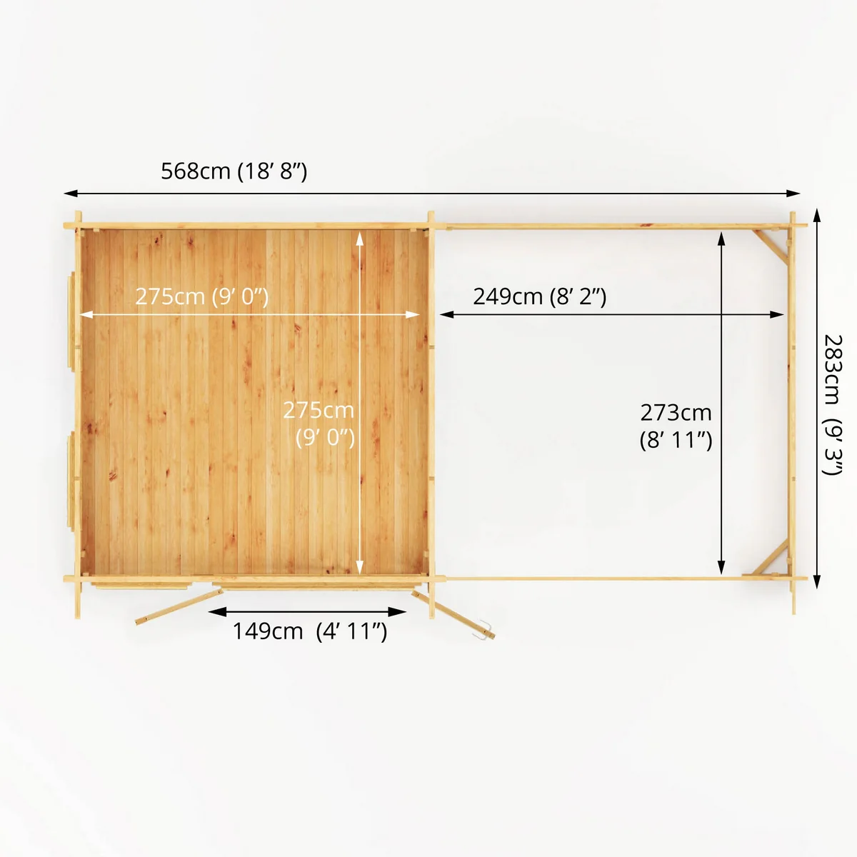 Mercia Studio 10' 11" x 19' 4" Pent Log Cabin Slatted - Premium 28mm Cladding Loglap - Image 9