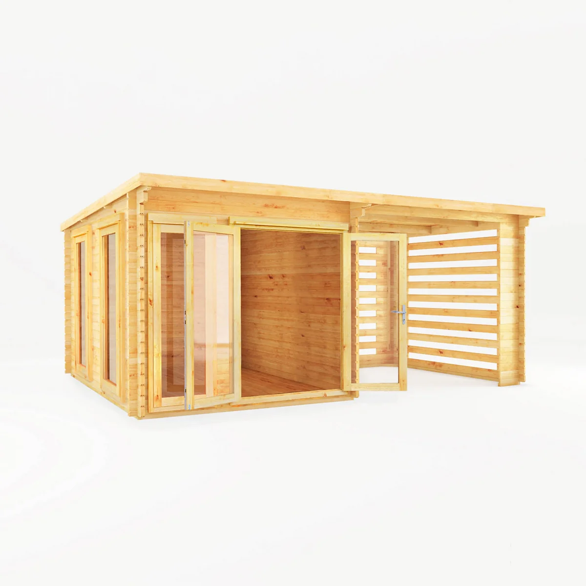 Mercia Studio 10' 11" x 19' 4" Pent Log Cabin Slatted - Premium 34mm Cladding Loglap - Image 7