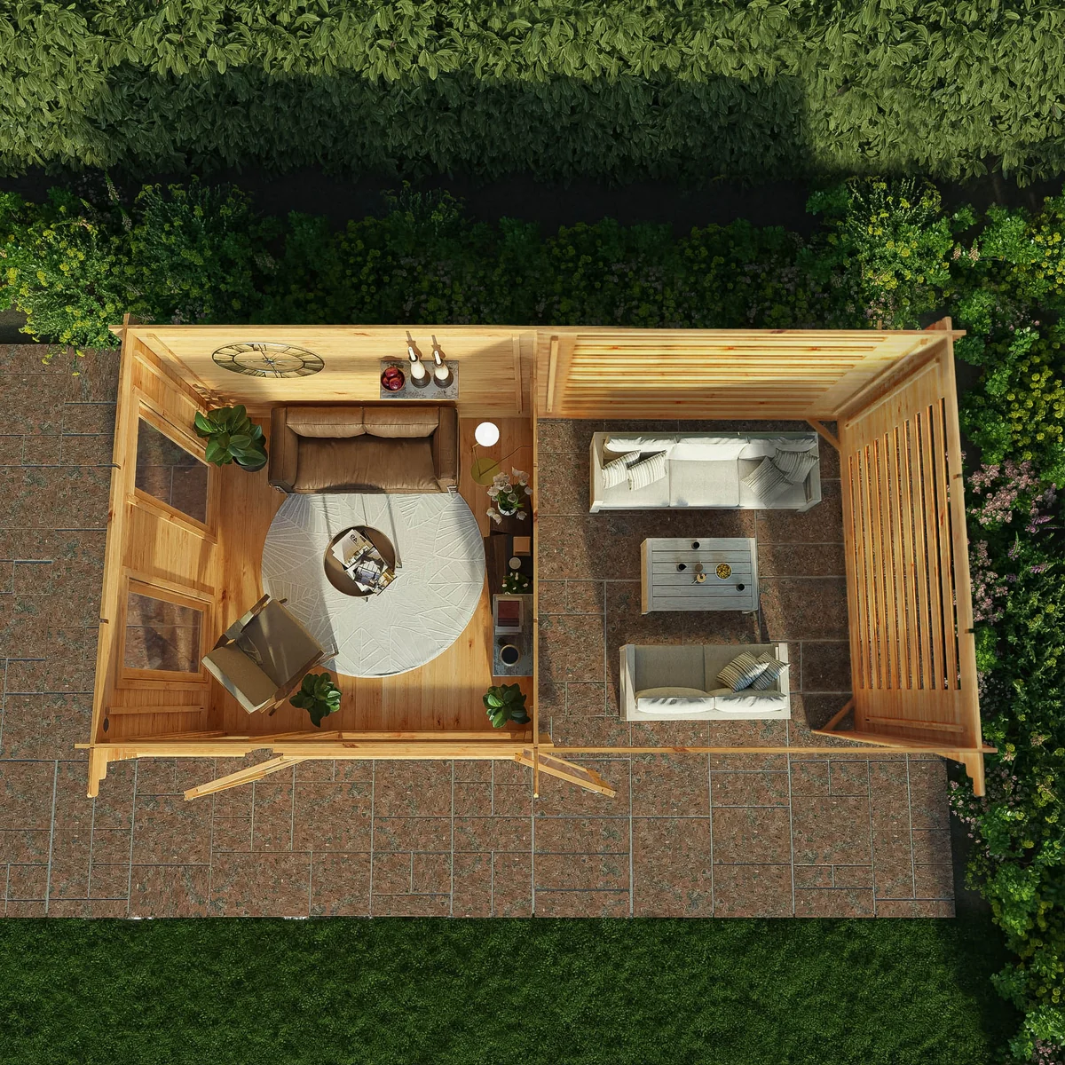 Mercia Studio 10' 11" x 19' 4" Pent Log Cabin Slatted - Premium 44mm Cladding Loglap - Image 2