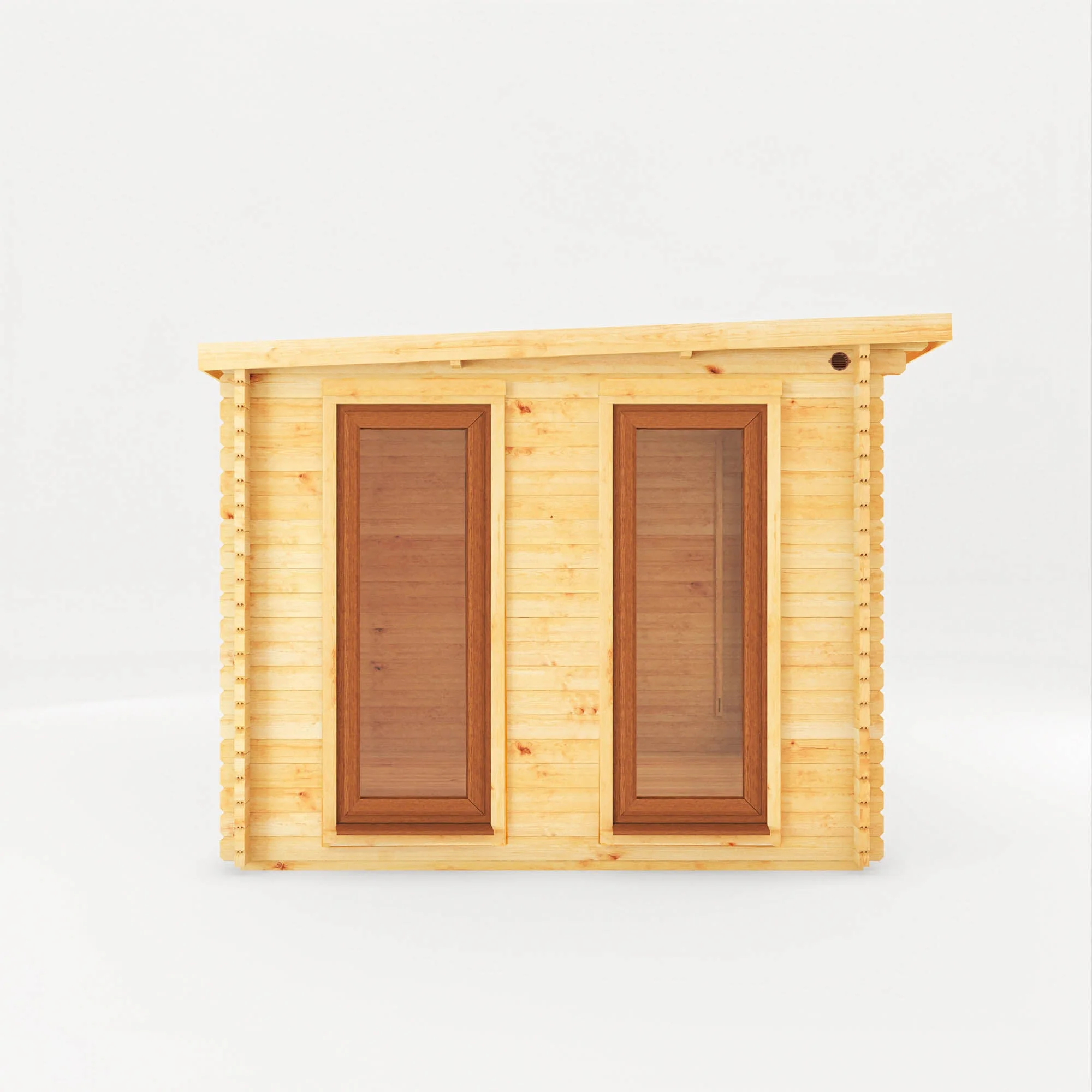 Mercia Studio 10' 11" x 19' 4" Pent Log Cabin Slatted - Premium 44mm Cladding Loglap - Brown UPVC - Image 10