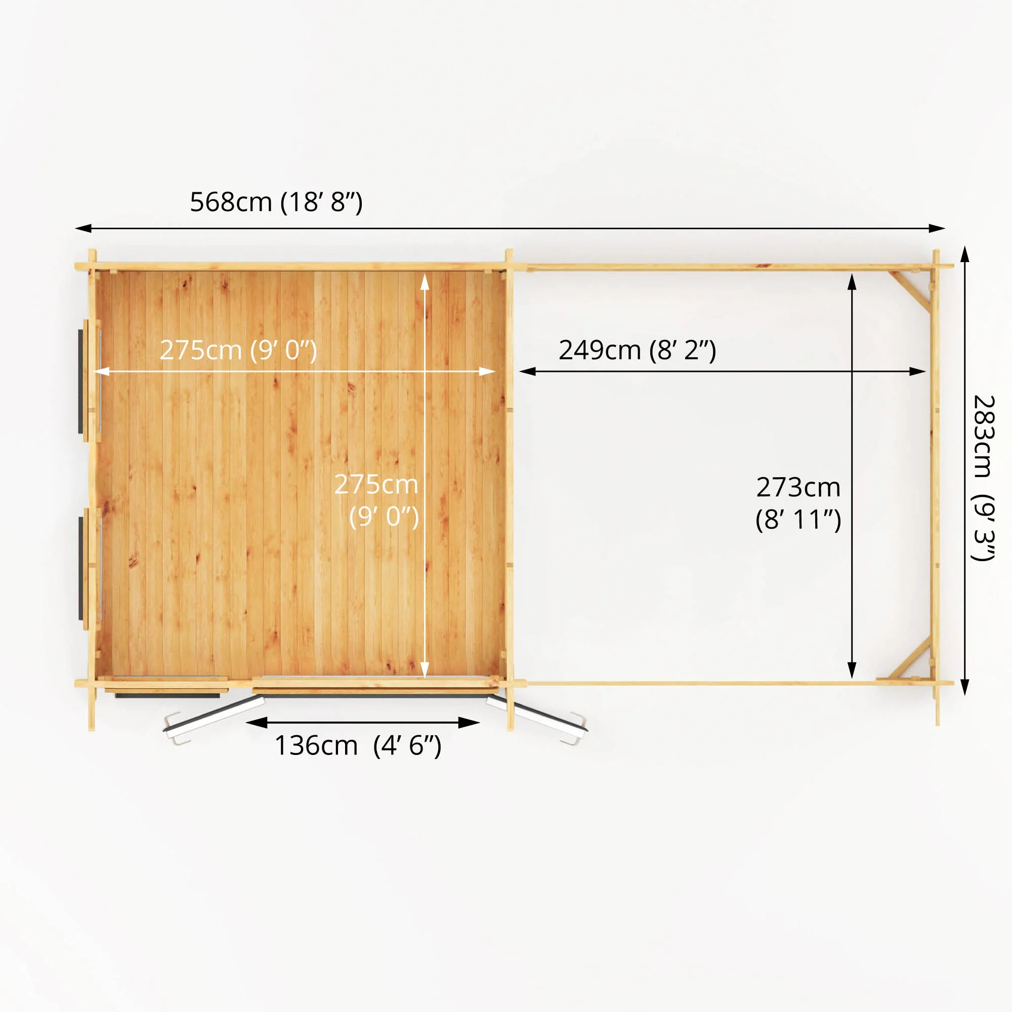 Mercia Studio 10' 11" x 19' 4" Pent Log Cabin Slatted - Premium 44mm Cladding Loglap - Grey UPVC - Image 11