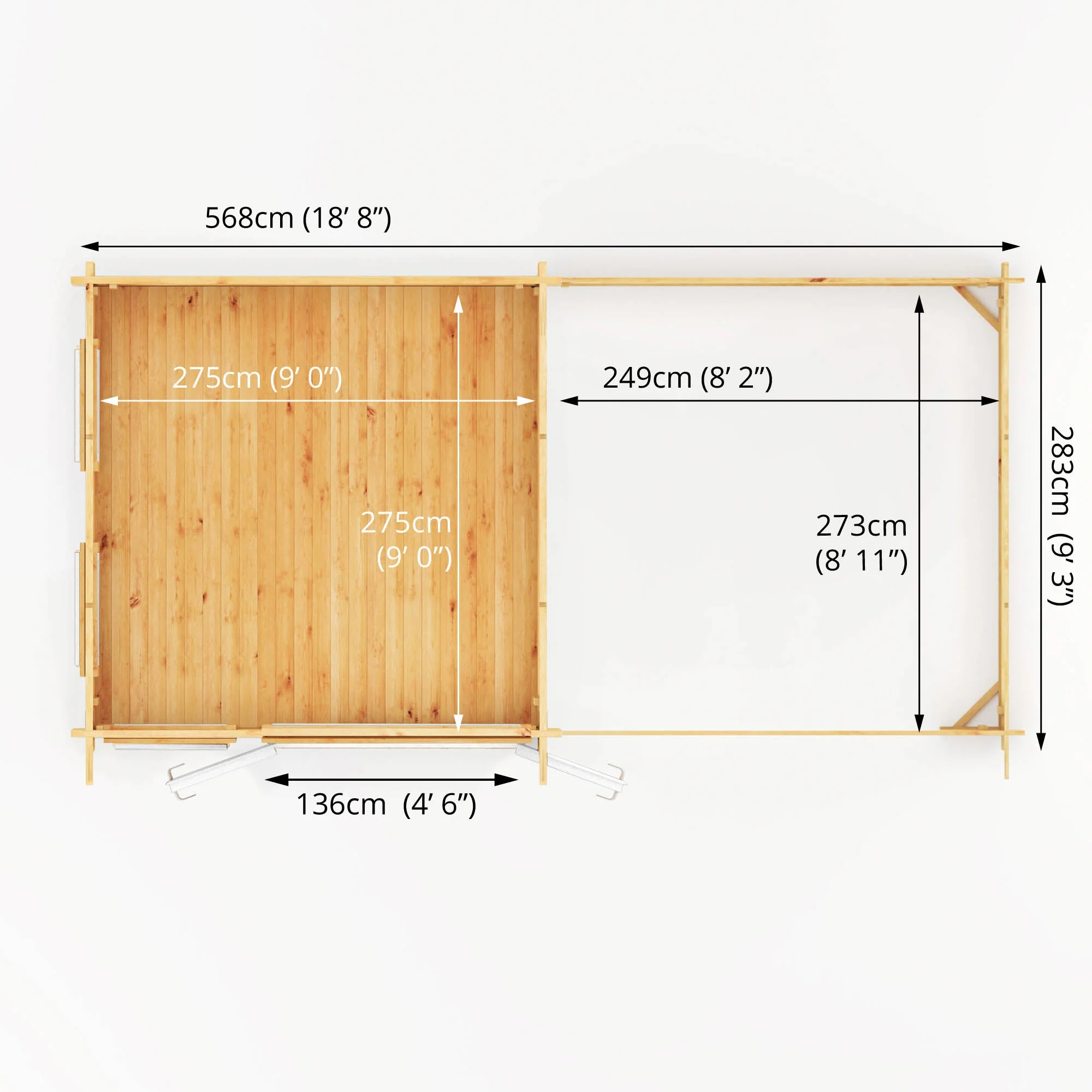 Mercia Studio 10' 11" x 19' 4" Pent Log Cabin Slatted - Premium 44mm Cladding Loglap - White UPVC - Image 11