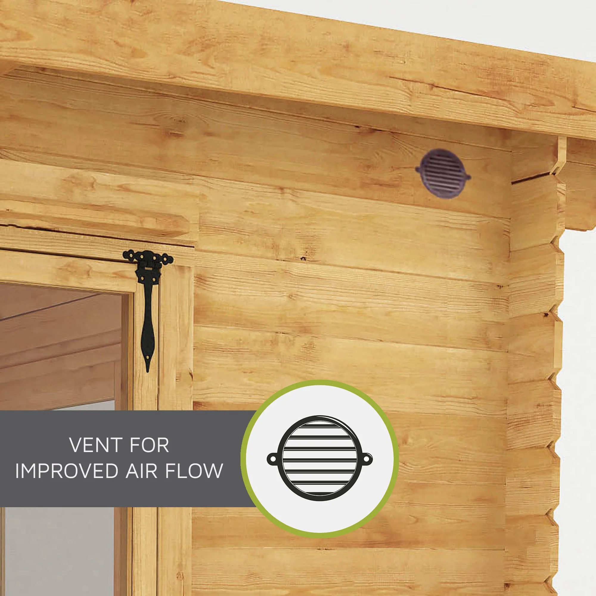 Mercia Studio 10' 11" x 19' 4" Pent Log Cabin Slatted - Premium 44mm Cladding Loglap - White UPVC - Image 4