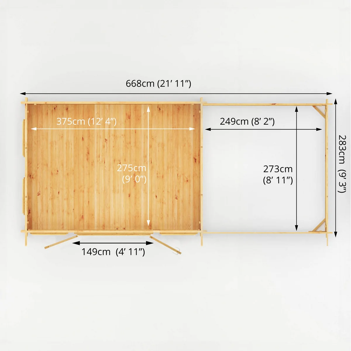 Mercia Studio 10' 11" x 22' 8" Pent Log Cabin - Premium 28mm Cladding Loglap - Image 9