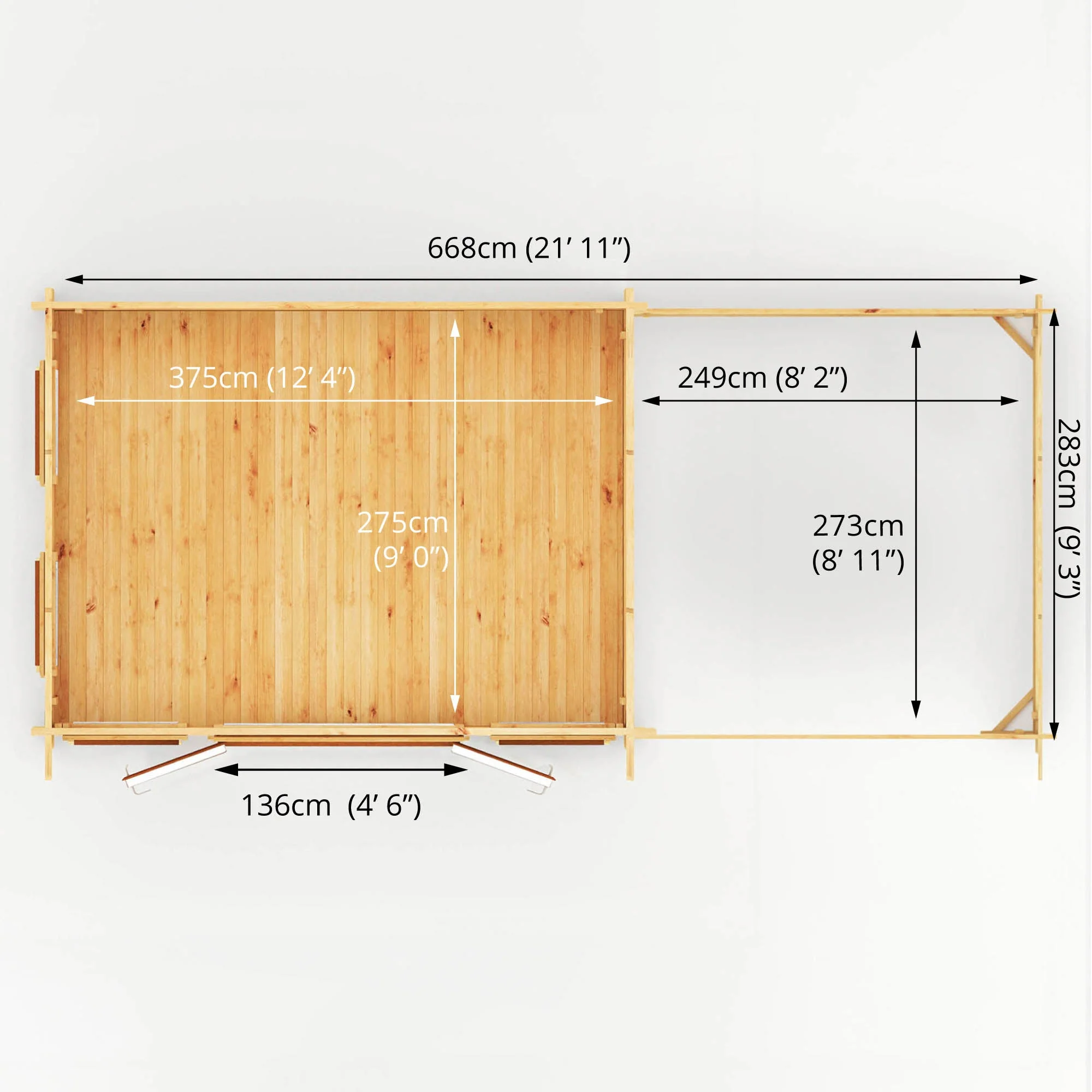 Mercia Studio 10' 11" x 22' 8" Pent Log Cabin - Premium 44mm Cladding Loglap - Brown UPVC - Image 11