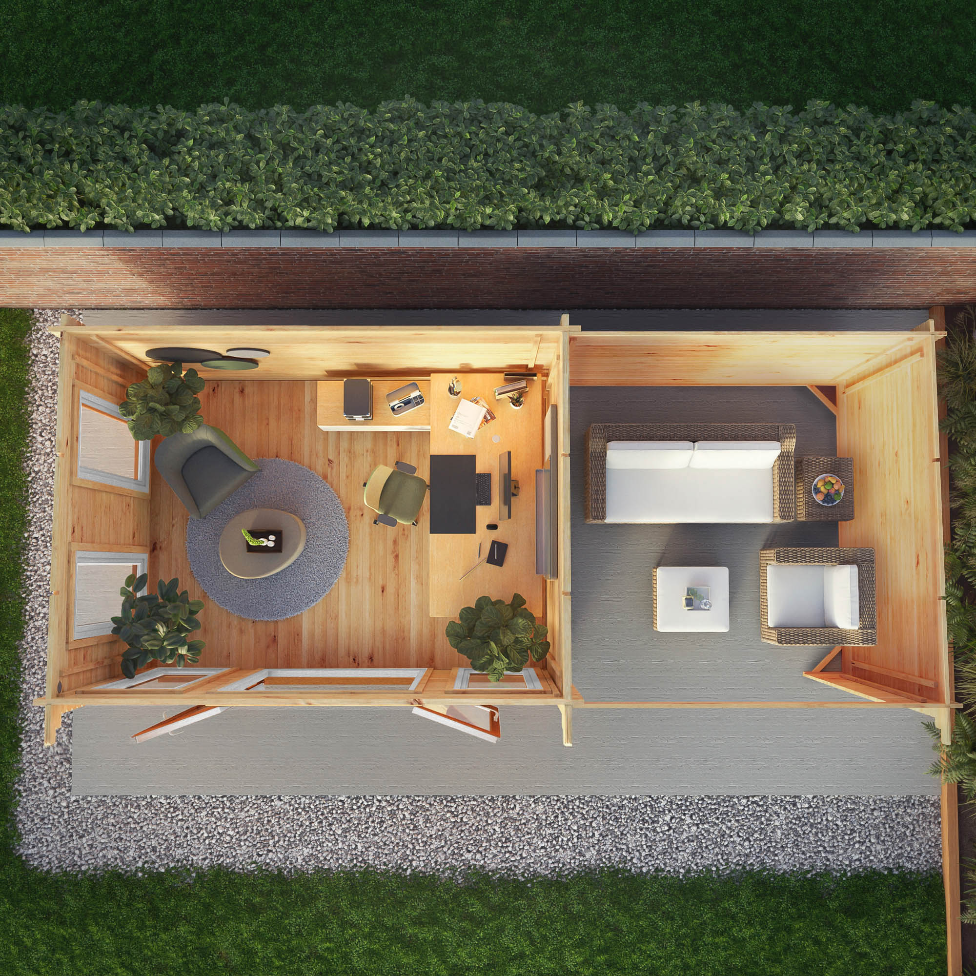 Mercia Studio 10' 11" x 22' 8" Pent Log Cabin - Premium 44mm Cladding Loglap - Brown UPVC - Image 3