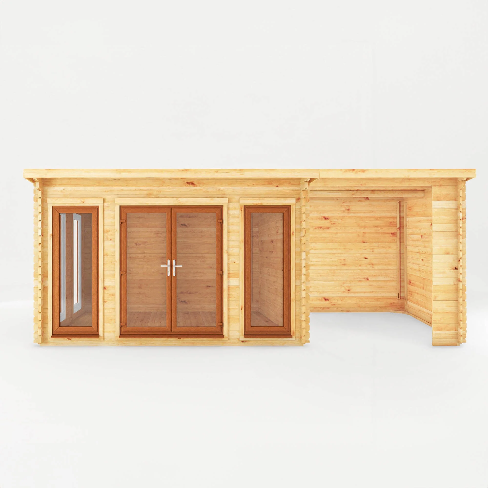 Mercia Studio 10' 11" x 22' 8" Pent Log Cabin - Premium 44mm Cladding Loglap - Brown UPVC - Image 8