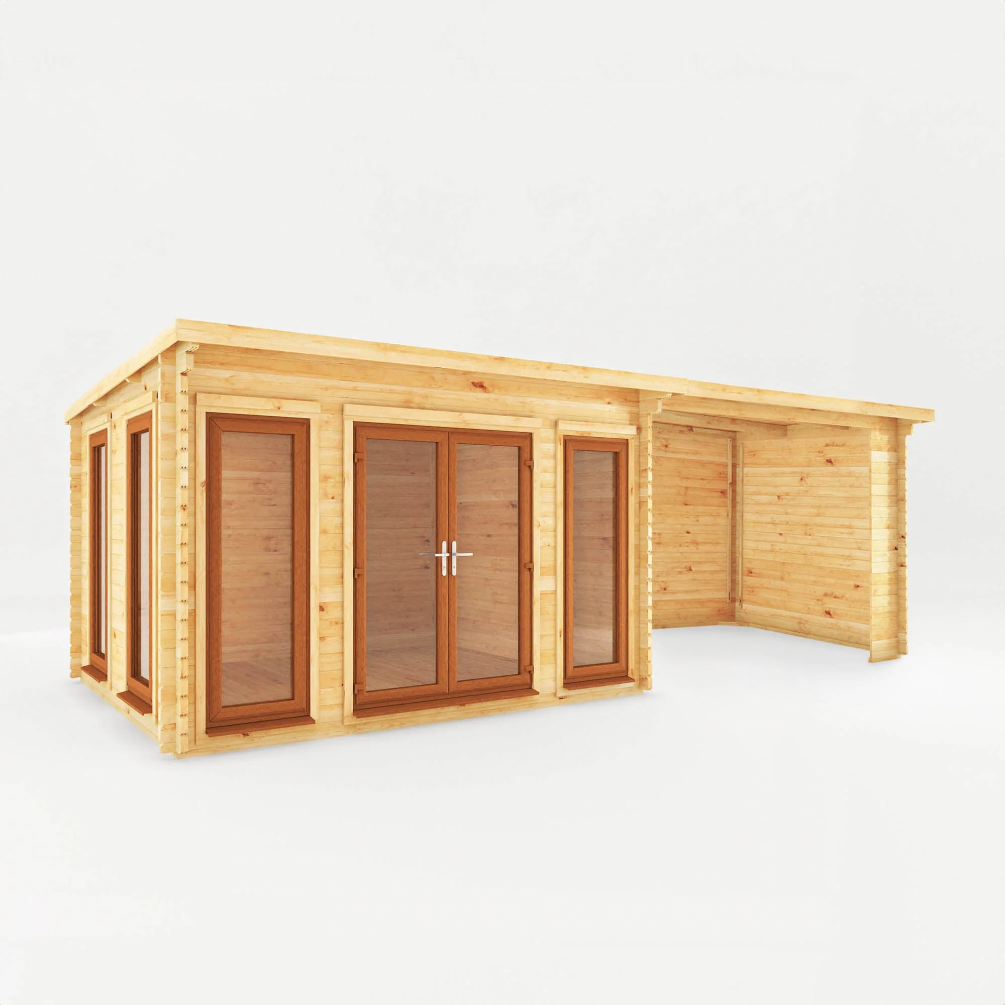 Mercia Studio 10' 11" x 22' 8" Pent Log Cabin - Premium 44mm Cladding Loglap - Brown UPVC - Image 9