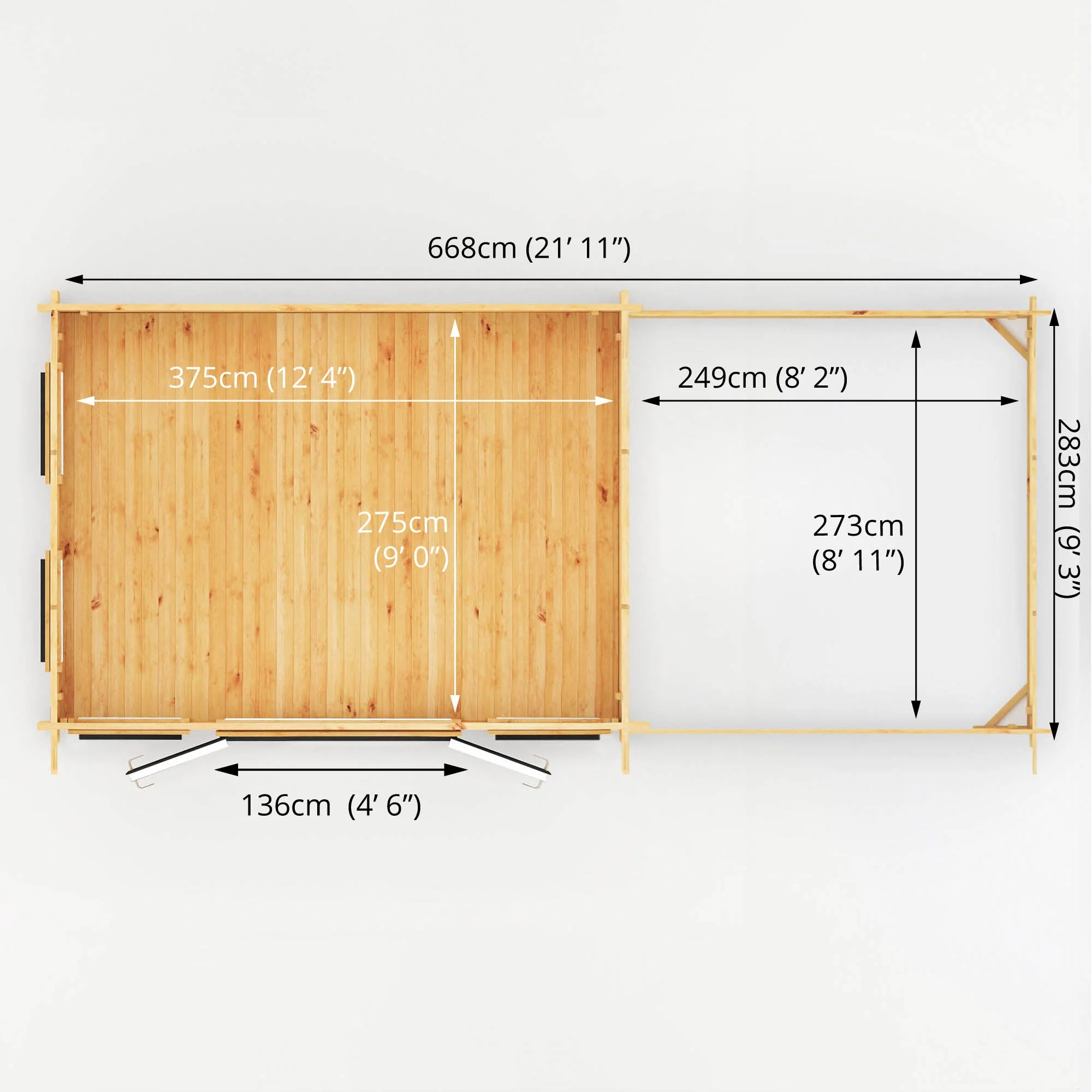 Mercia Studio 10' 11" x 22' 8" Pent Log Cabin - Premium 44mm Cladding Loglap - Grey UPVC - Image 11