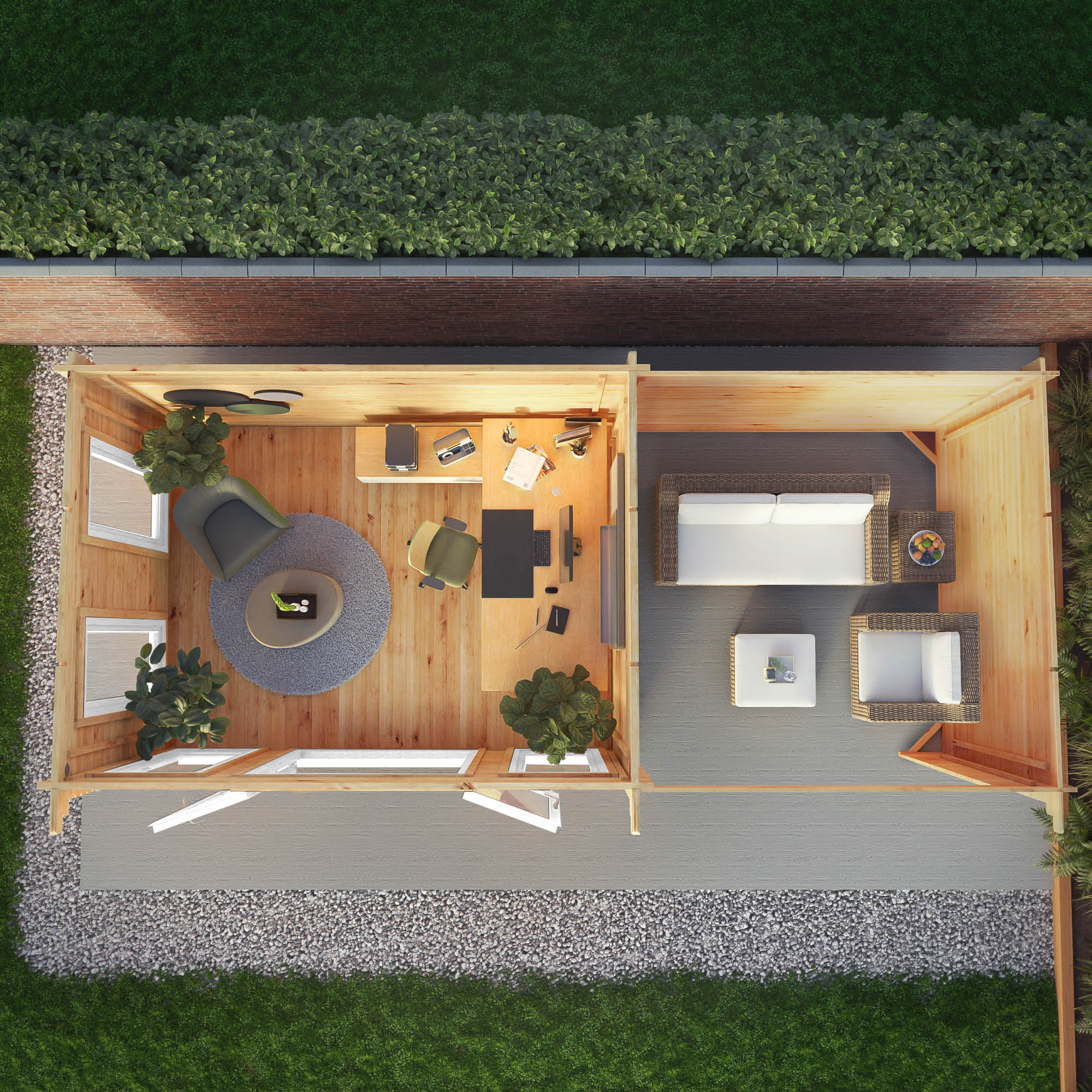 Mercia Studio 10' 11" x 22' 8" Pent Log Cabin - Premium 44mm Cladding Loglap - White UPVC - Image 3
