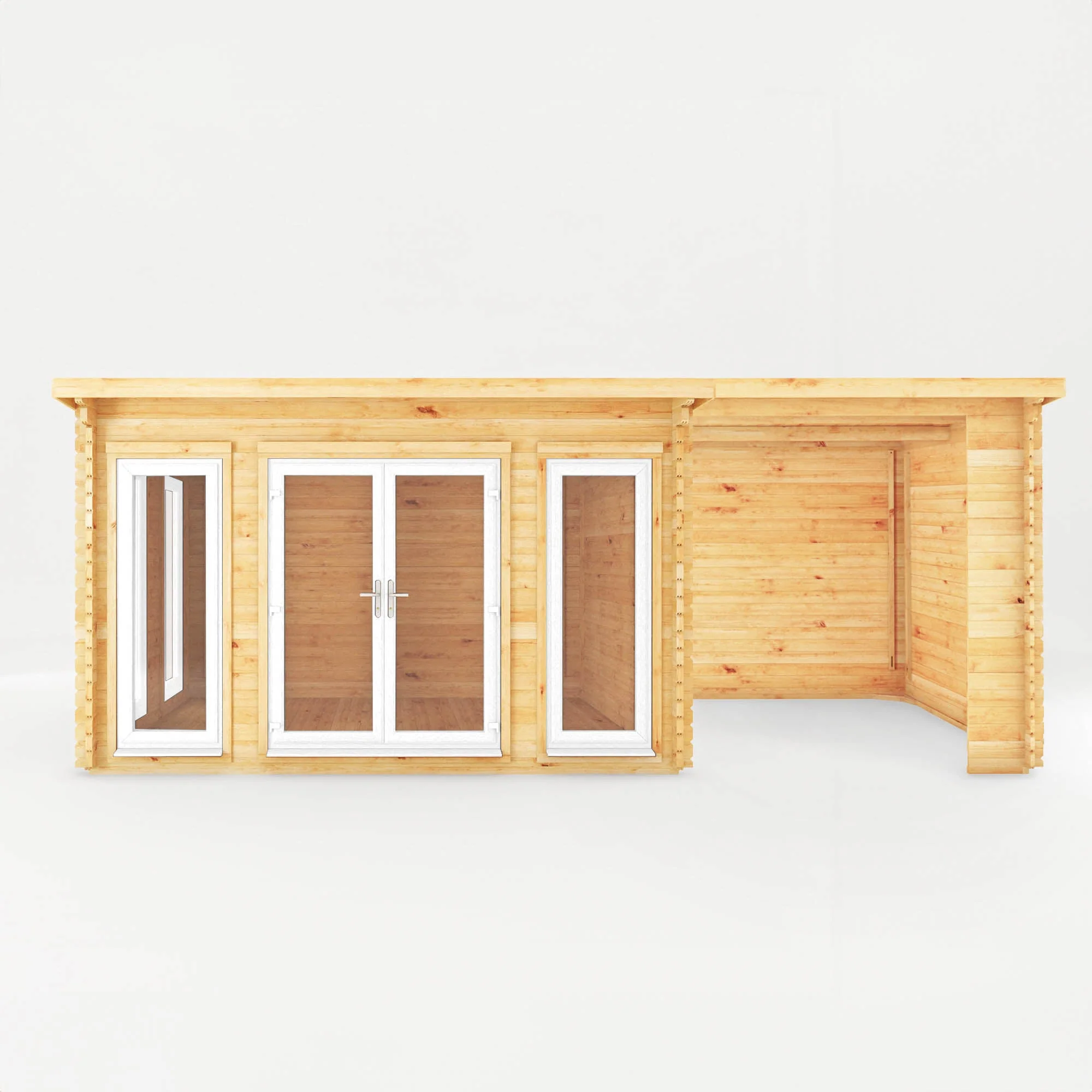 Mercia Studio 10' 11" x 22' 8" Pent Log Cabin - Premium 44mm Cladding Loglap - White UPVC - Image 8