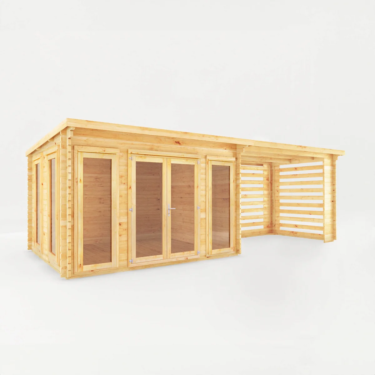 Mercia Studio 10' 11" x 22' 8" Pent Log Cabin Slatted - Premium 28mm Cladding Loglap - Image 5