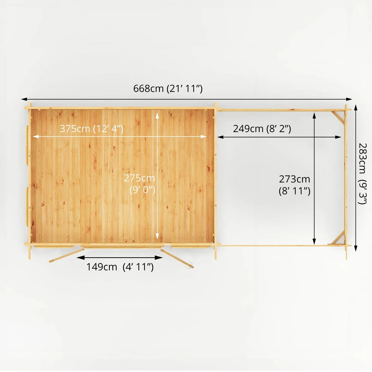 Mercia Studio 10' 11" x 22' 8" Pent Log Cabin Slatted - Premium 28mm Cladding Loglap - Image 9